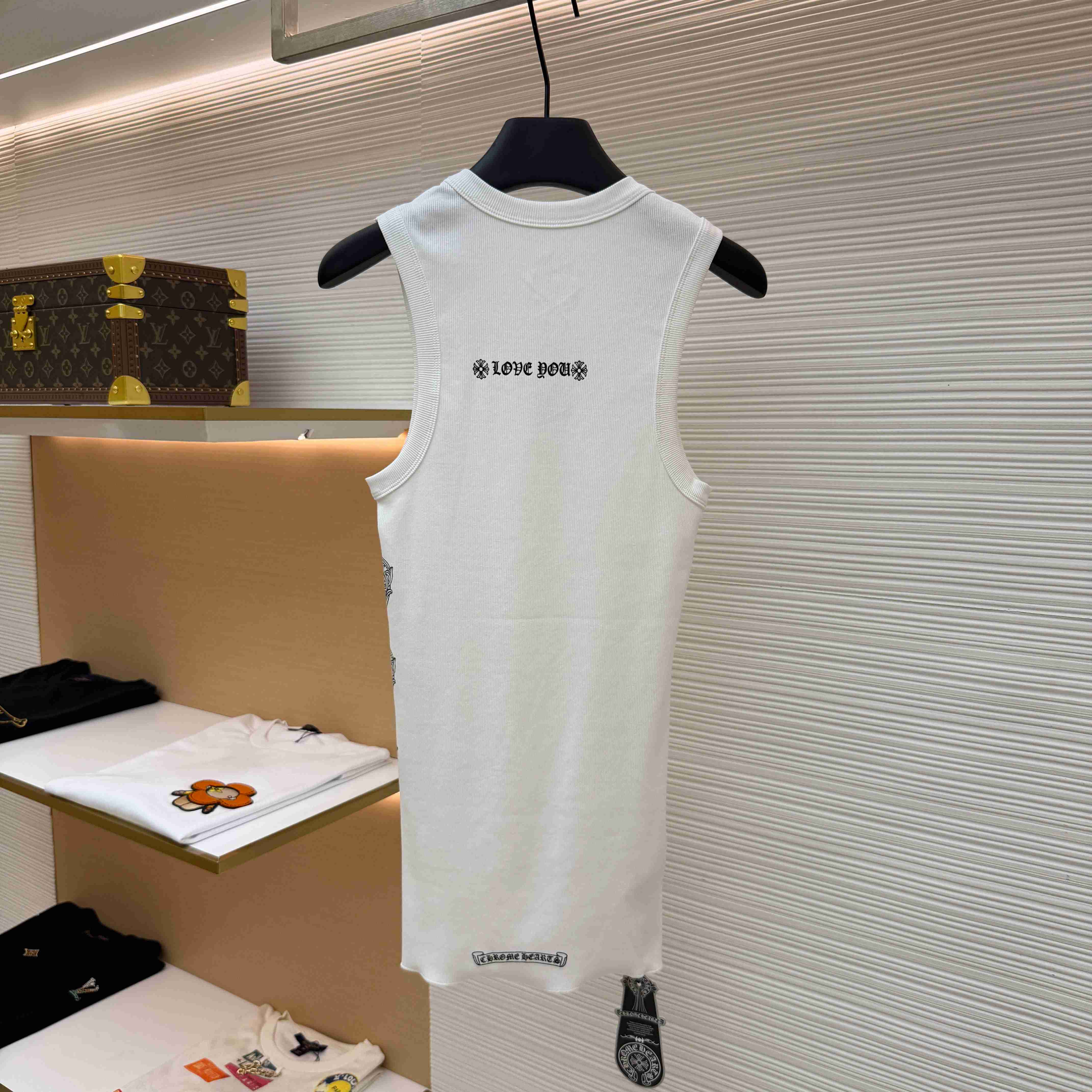 Chrome Hearts 'Love You' Floral Heart White Tank Top - DopestKickz
