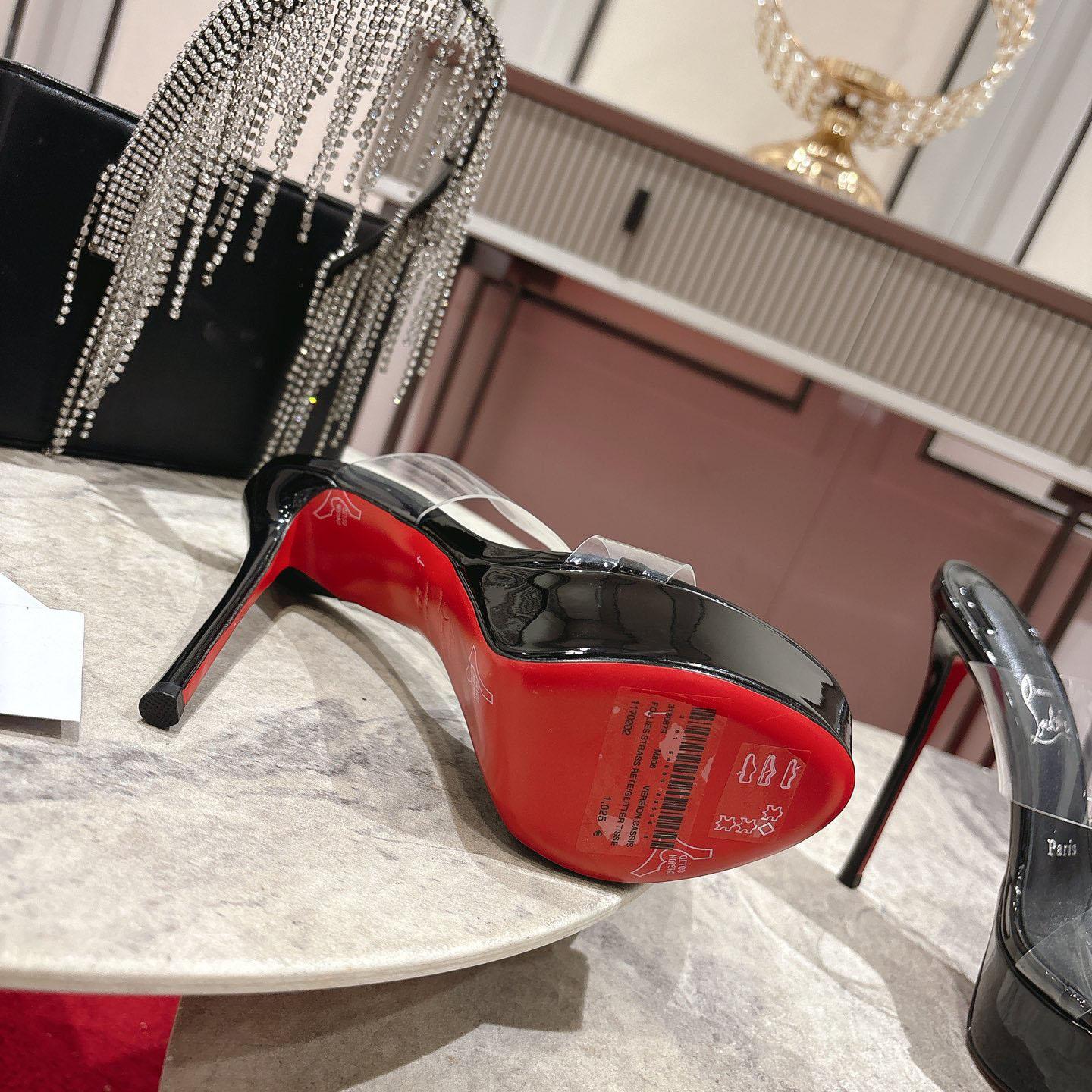 Christian Louboutin 150 MM Mules  TPU And Patent Calf Leather - Black  - DopestKickz