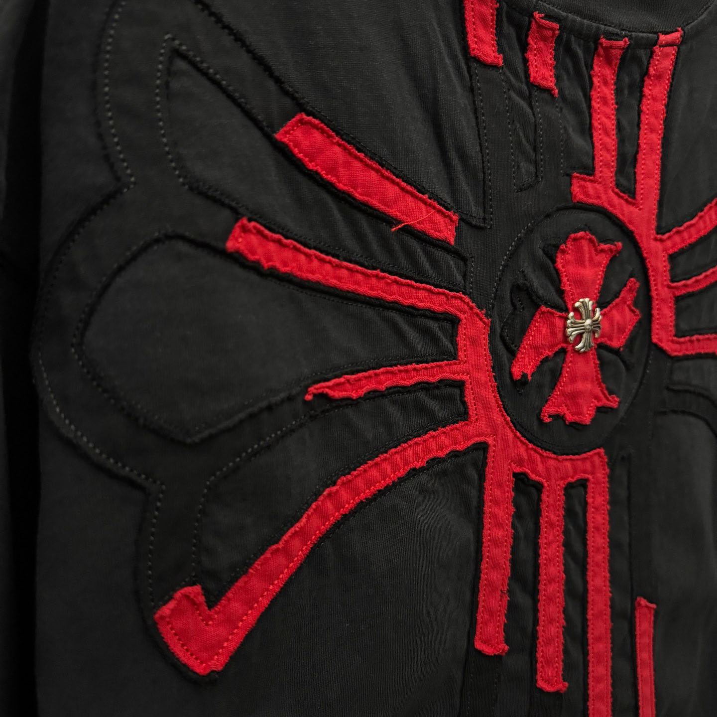 Chrome Hearts Large Cross Patch Embroidered Crew Neck Short Sleeve T-Shirt 'Black' - DopestKickz