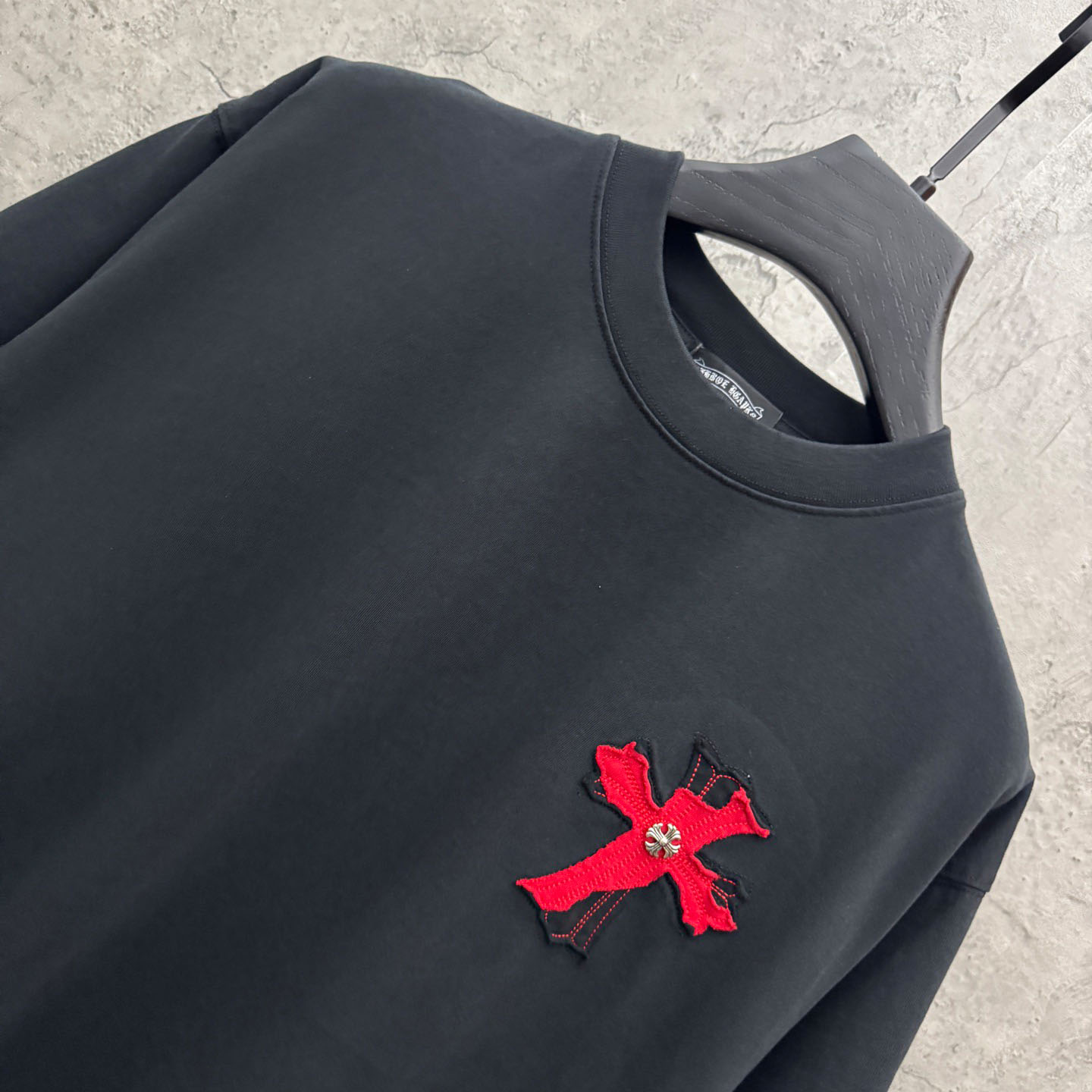 Chrome Hearts Large Cross Patch Embroidered Crew Neck Short Sleeve T-Shirt 'Black' - DopestKickz