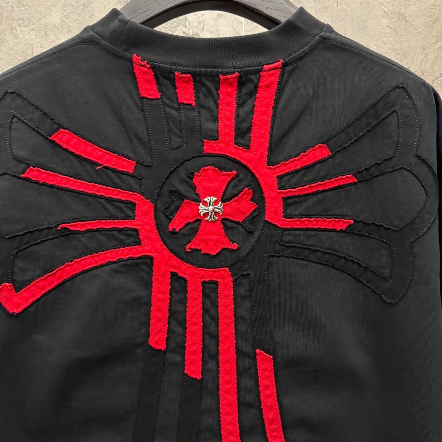 Chrome Hearts Large Cross Patch Embroidered Crew Neck Short Sleeve T-Shirt 'Black' - DopestKickz