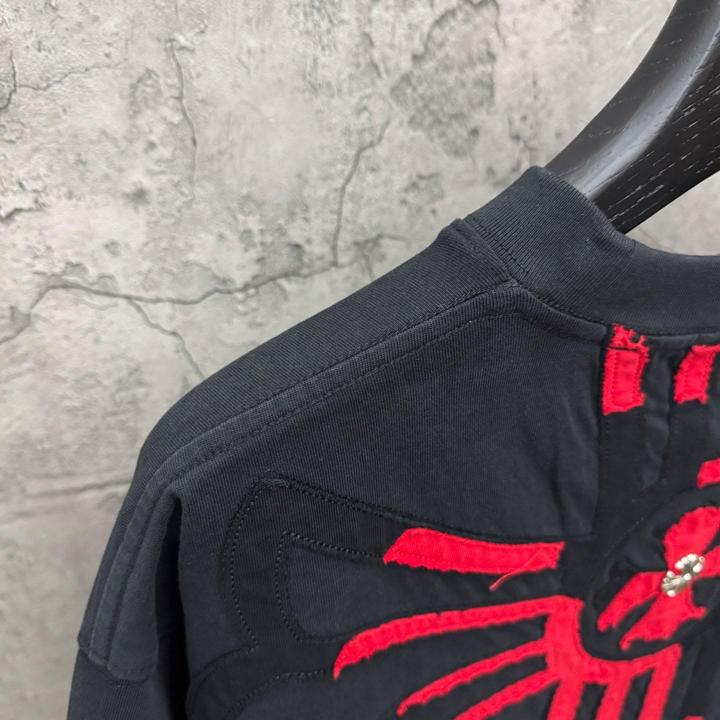 Chrome Hearts Large Cross Patch Embroidered Crew Neck Short Sleeve T-Shirt 'Black' - DopestKickz