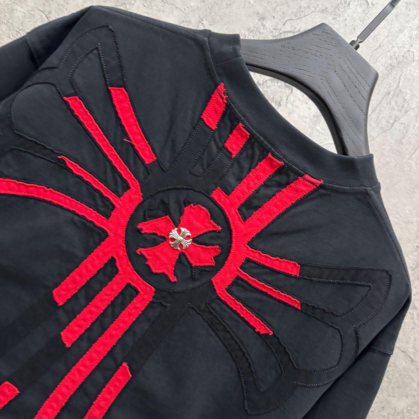 Chrome Hearts Large Cross Patch Embroidered Crew Neck Short Sleeve T-Shirt 'Black' - DopestKickz