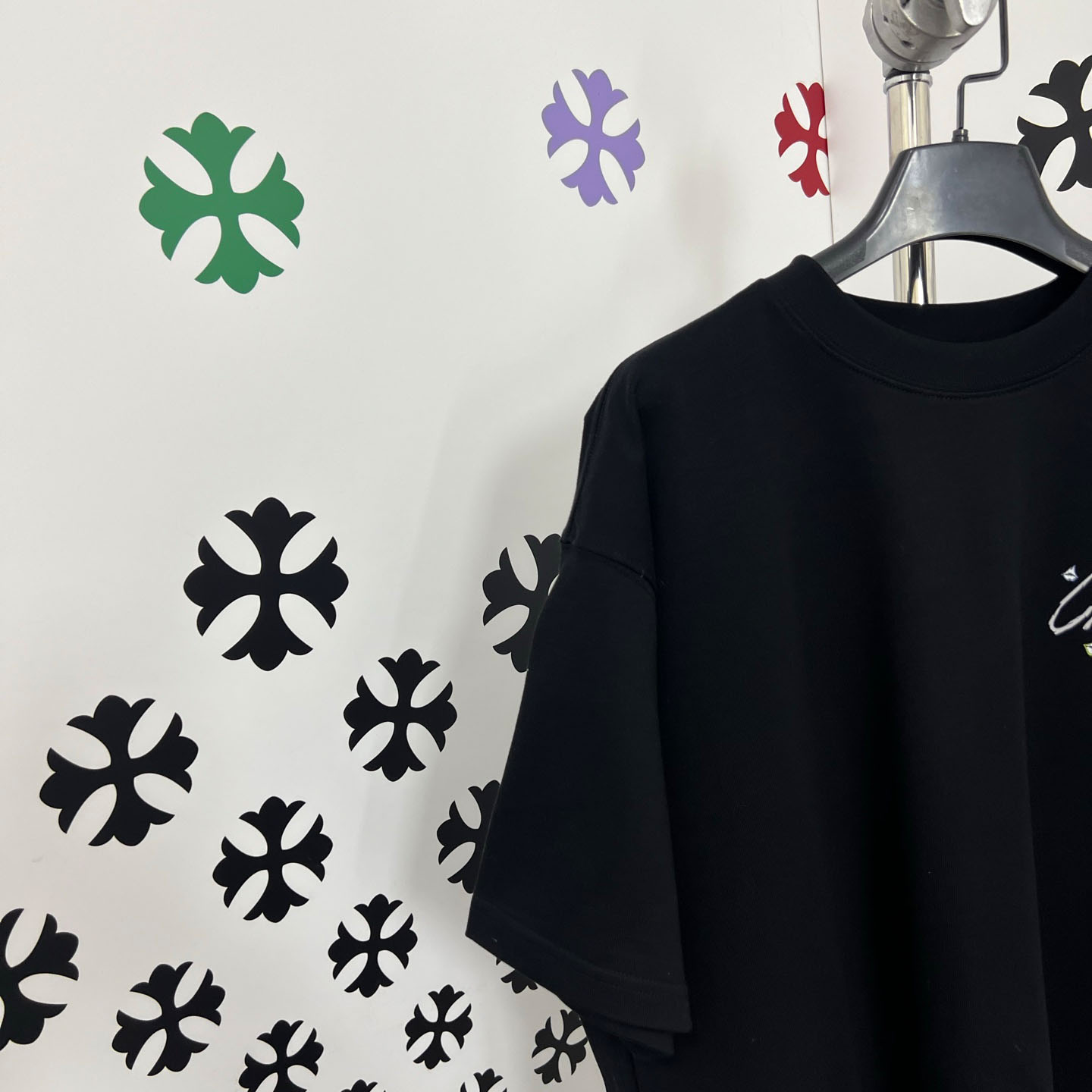 Chrome Hearts Double-Sided CAUTION Script Lips Cross Print Tee - DopestKickz