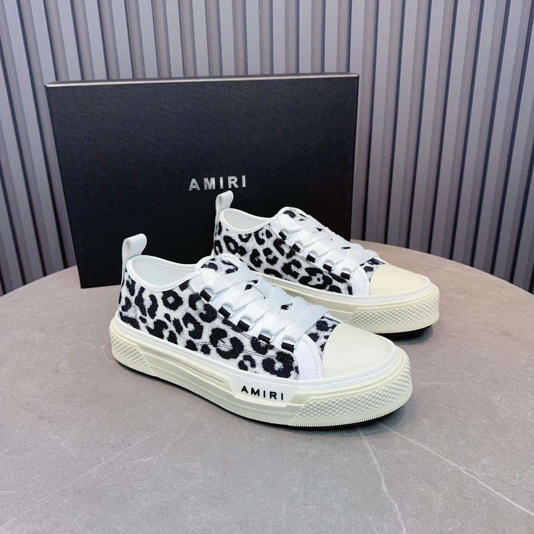 Amiri Black Court Leopard Print Sneakers - DopestKickz