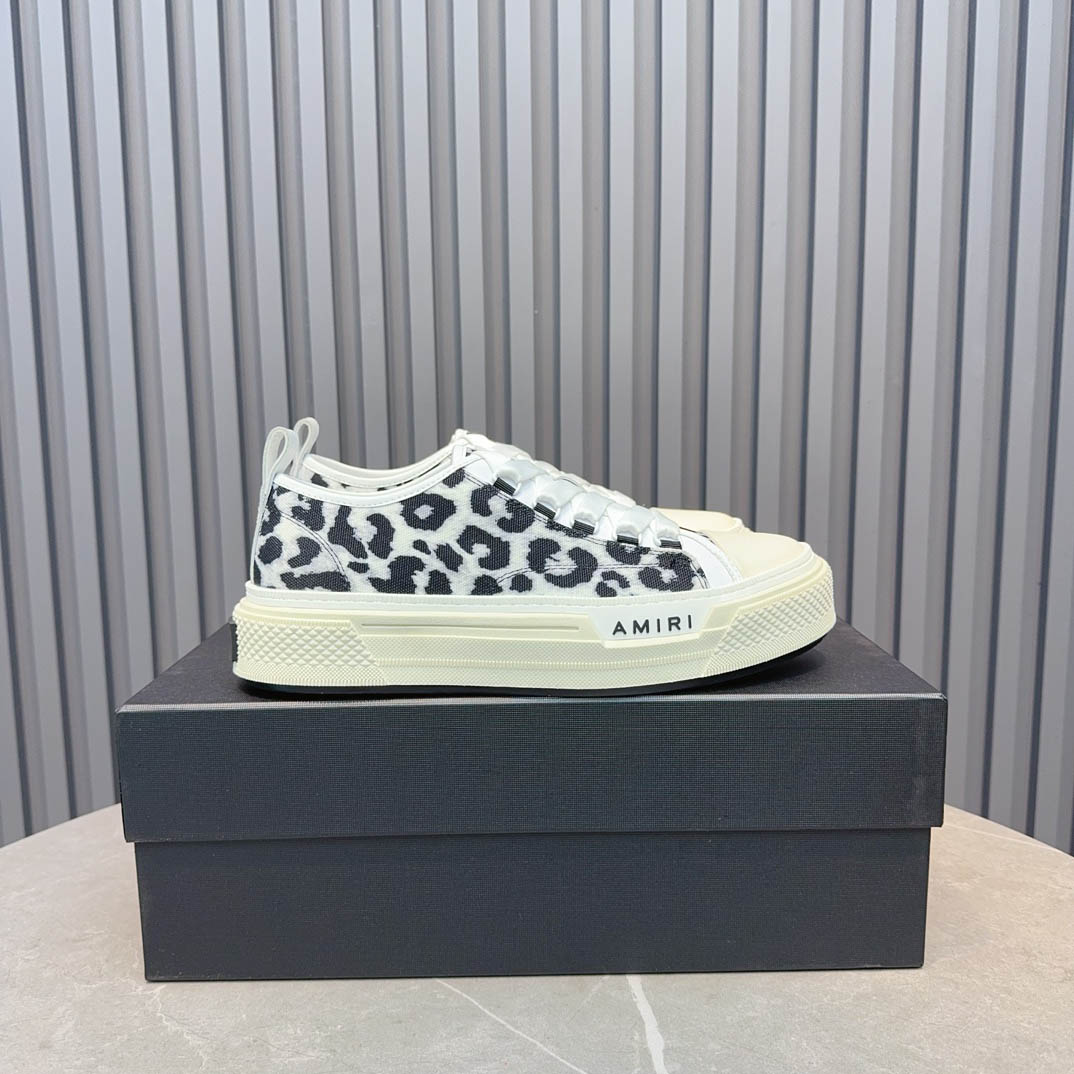 Amiri Black Court Leopard Print Sneakers - DopestKickz