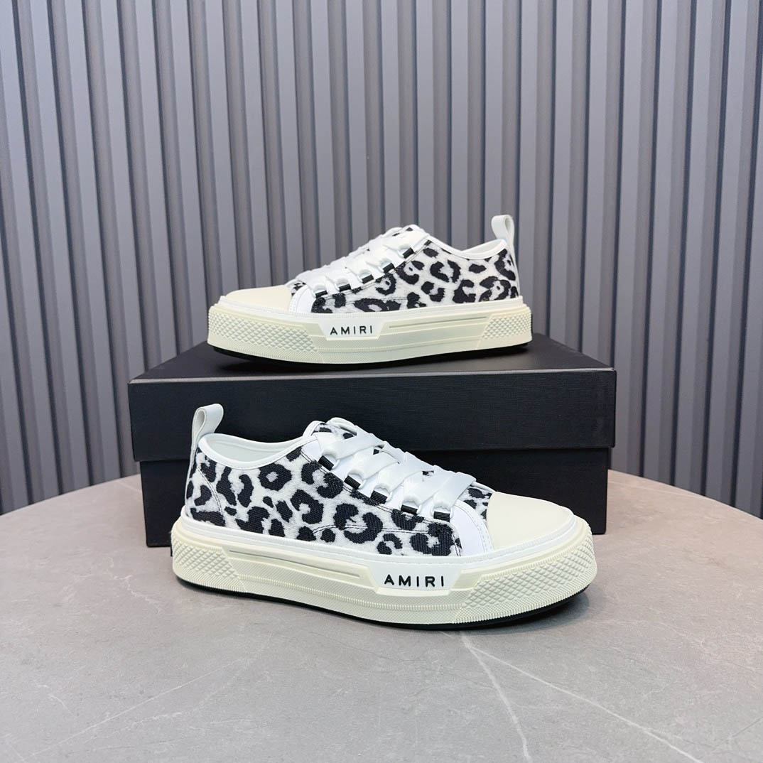 Amiri Black Court Leopard Print Sneakers - DopestKickz