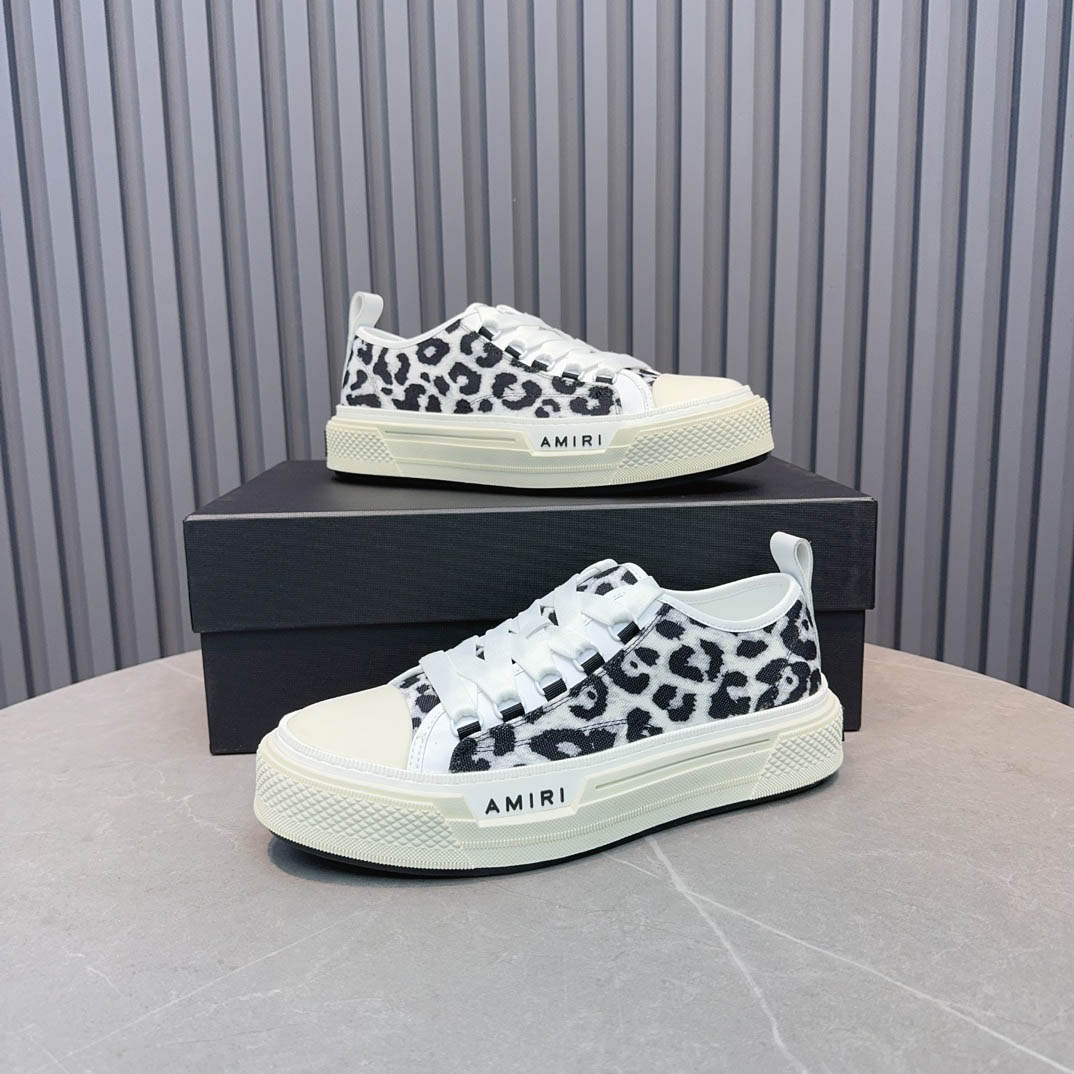 Amiri Black Court Leopard Print Sneakers - DopestKickz