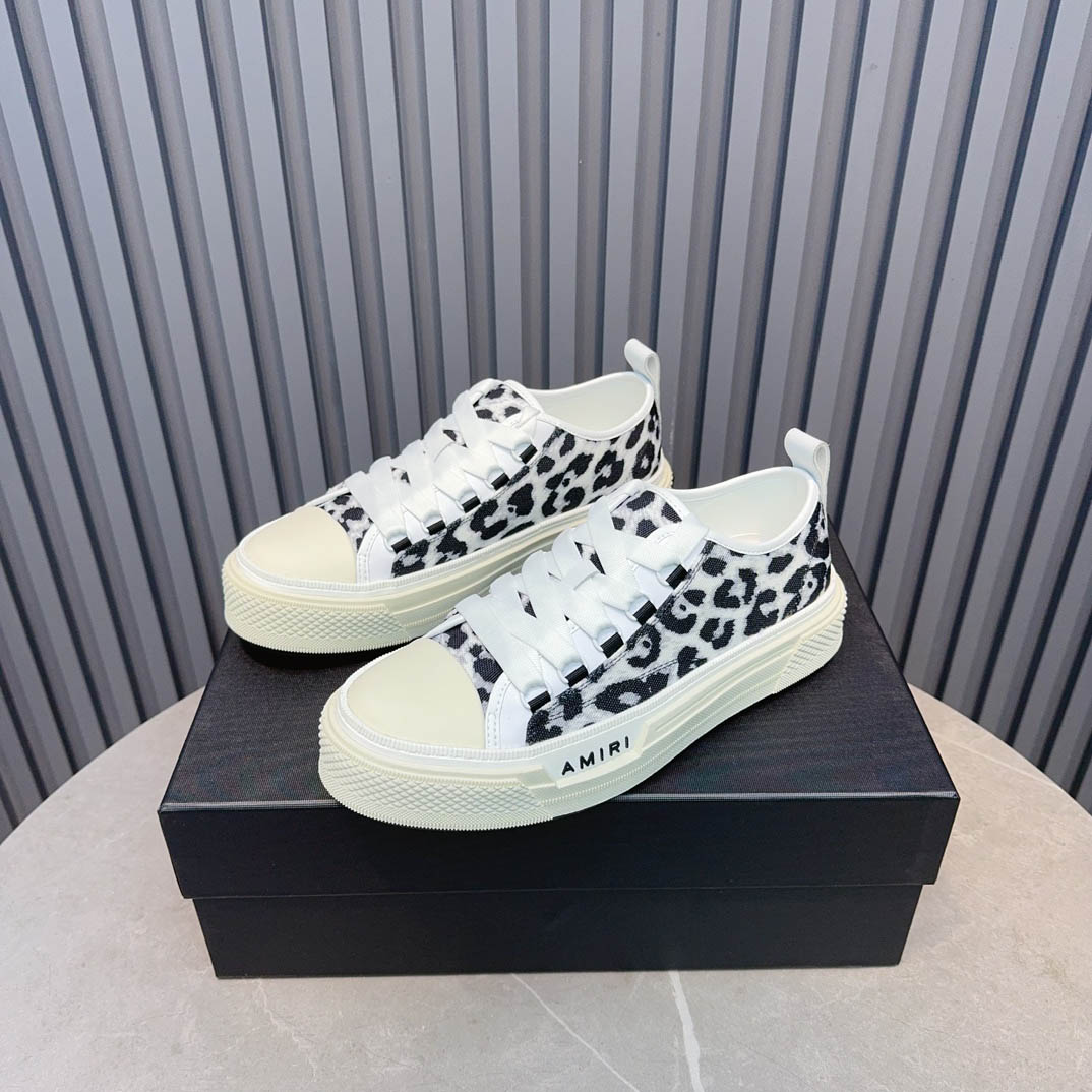 Amiri Black Court Leopard Print Sneakers - DopestKickz