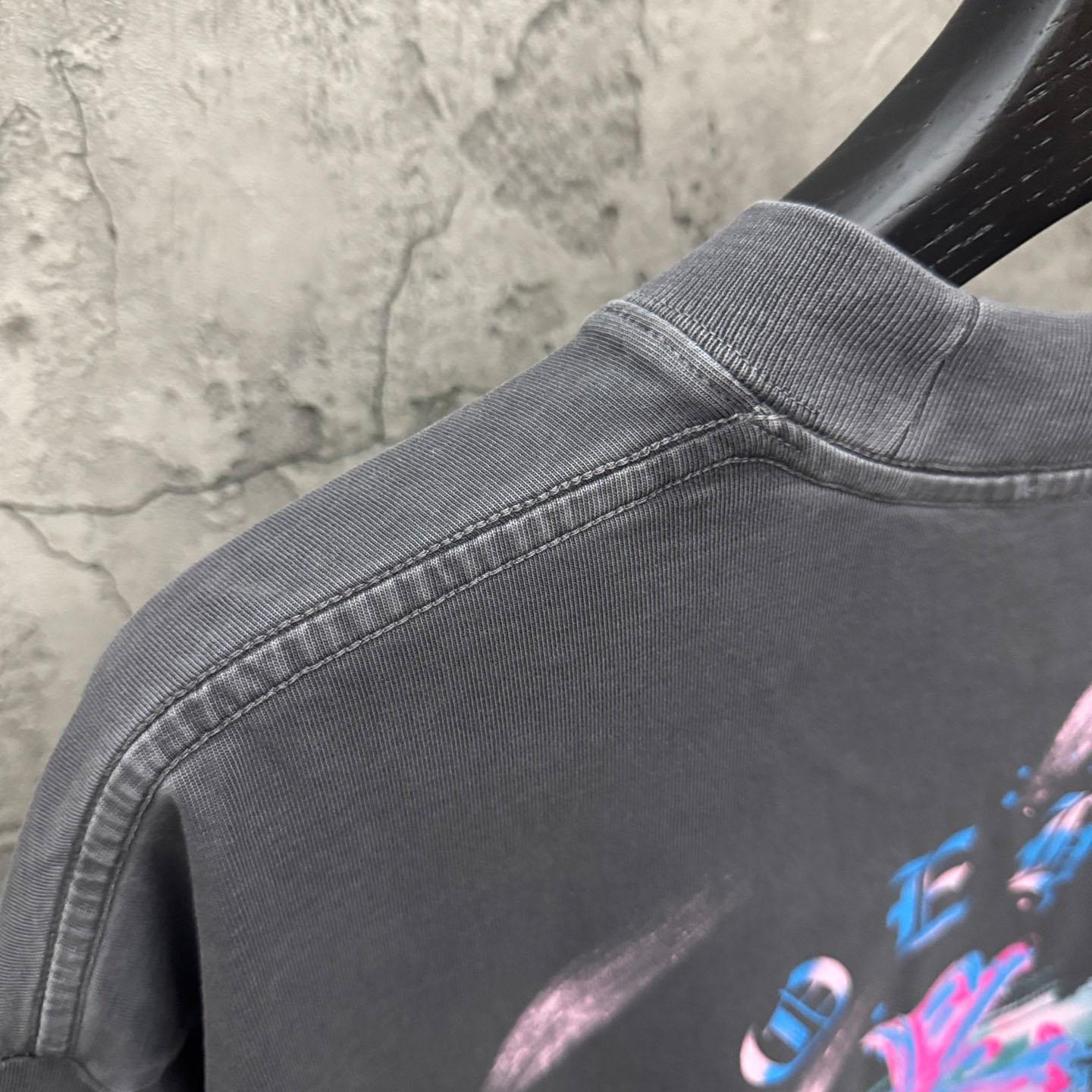 Chrome Hearts Watercolor Graffiti Cross Print Crew Neck T-Shirt - DopestKickz