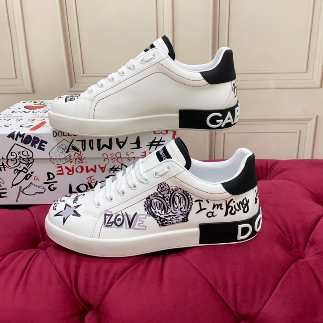 Dolce & Gabbana Printed Calfskin Portofino Light Sneakers - DopestKickz