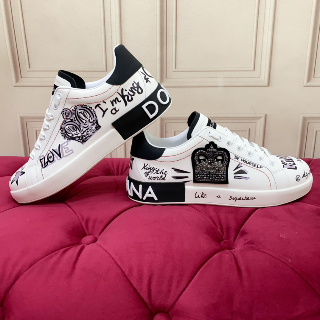 Dolce & Gabbana Printed Calfskin Portofino Light Sneakers - DopestKickz