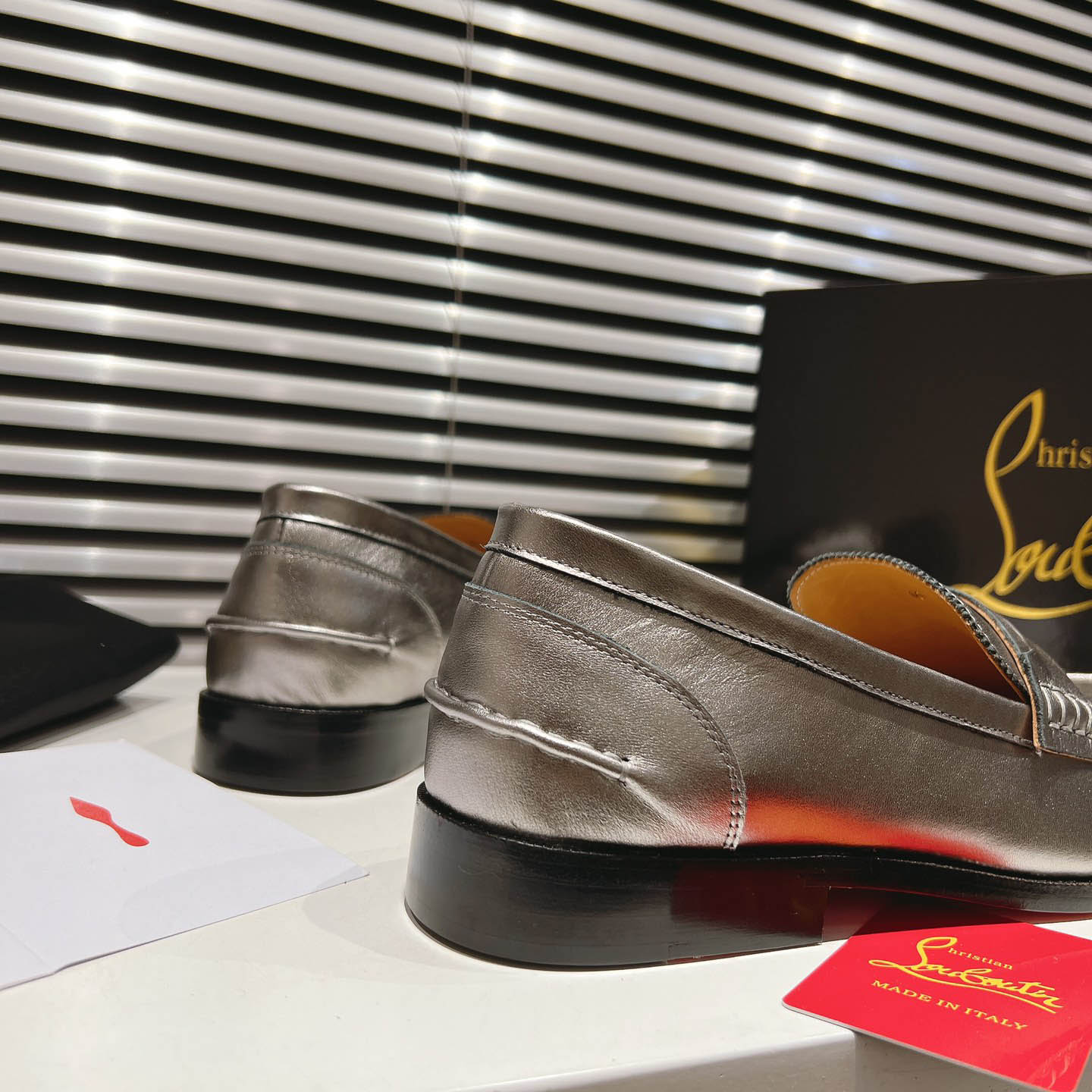 Christian Louboutin Silver Leather  Loafers - DopestKickz