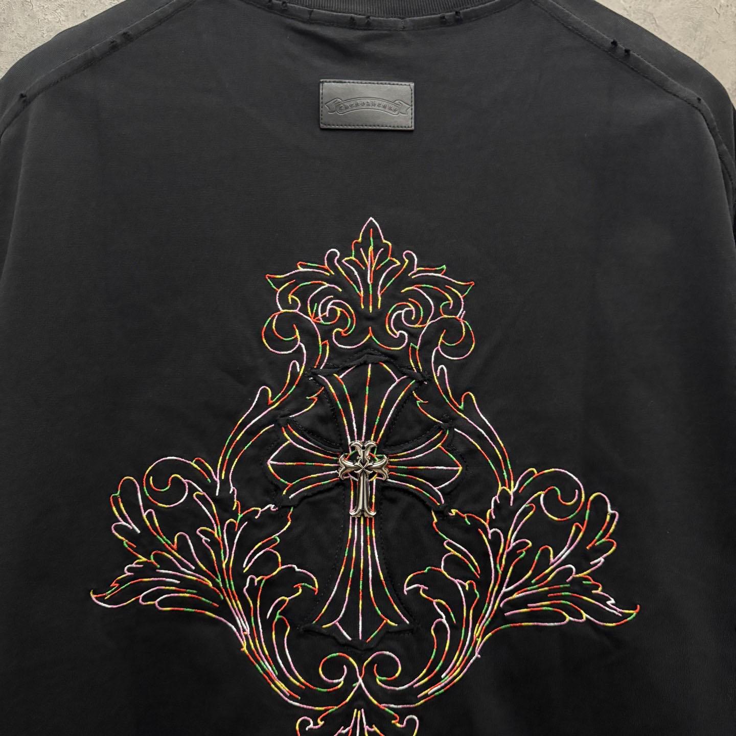 Chrome Hearts Cross Patch Embroidered Crewneck Tee 'Black' - DopestKickz