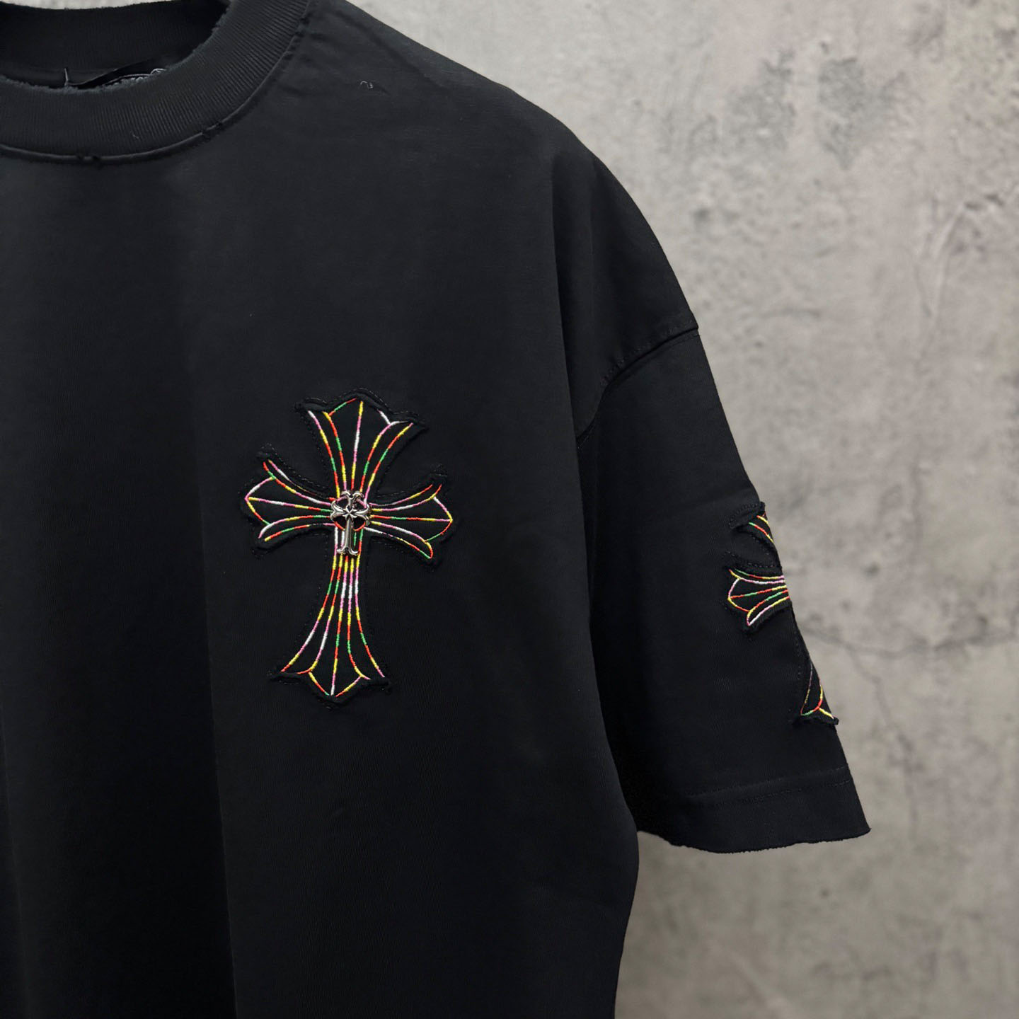 Chrome Hearts Cross Patch Embroidered Crewneck Tee 'Black' - DopestKickz