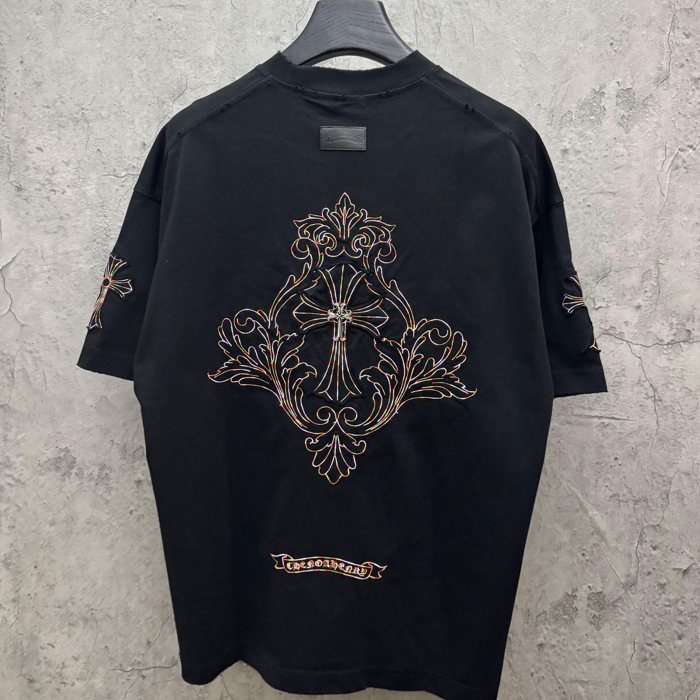 Chrome Hearts Cross Patch Embroidered Crewneck Tee 'Black' - DopestKickz