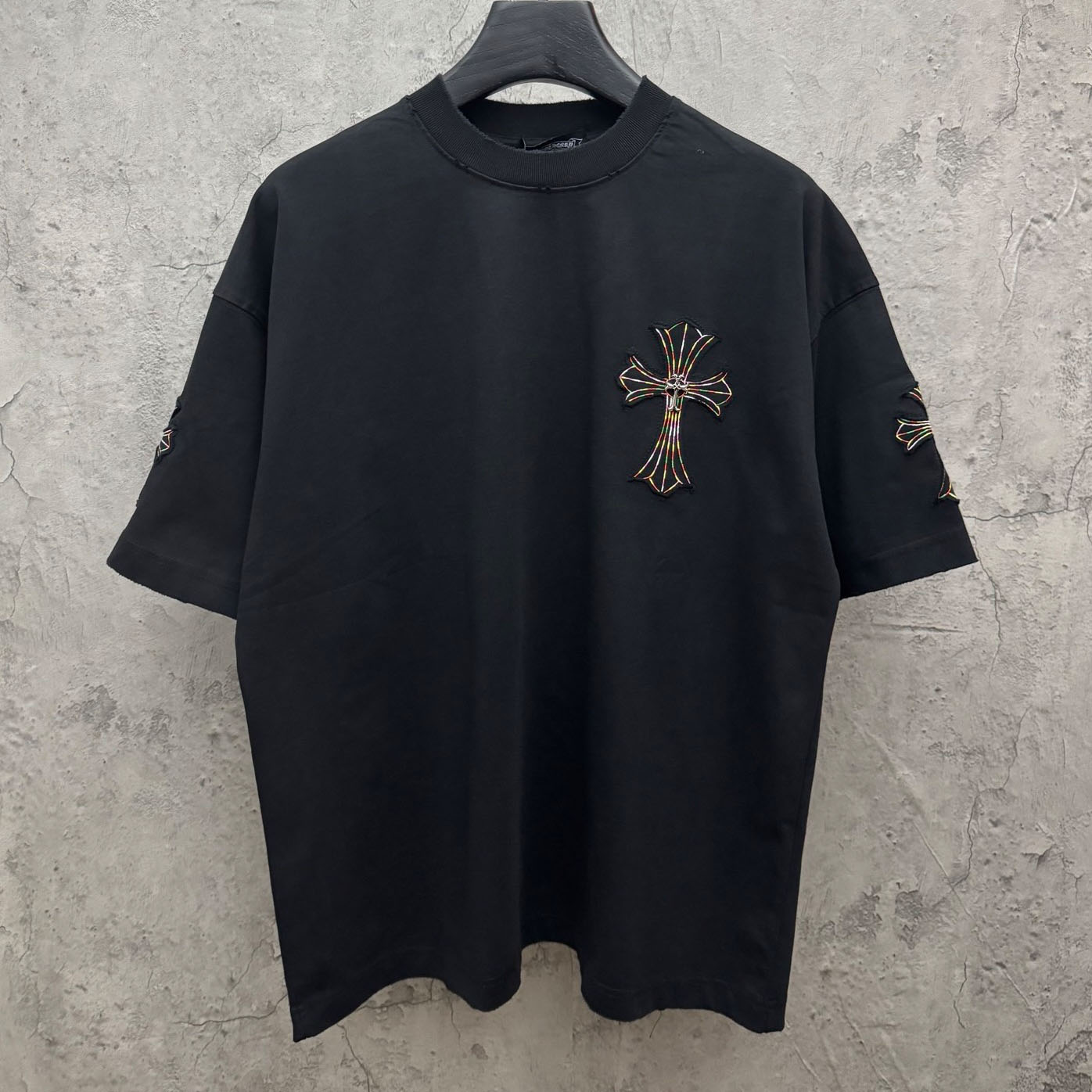 Chrome Hearts Cross Patch Embroidered Crewneck Tee 'Black' - DopestKickz