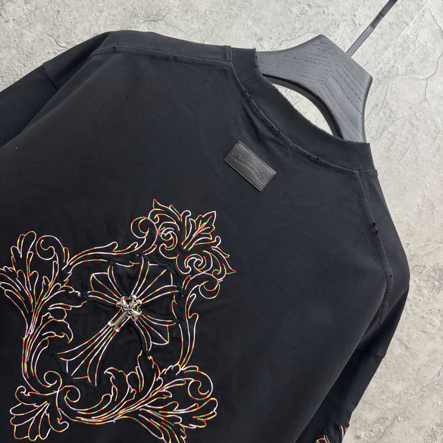 Chrome Hearts Cross Patch Embroidered Crewneck Tee 'Black' - DopestKickz
