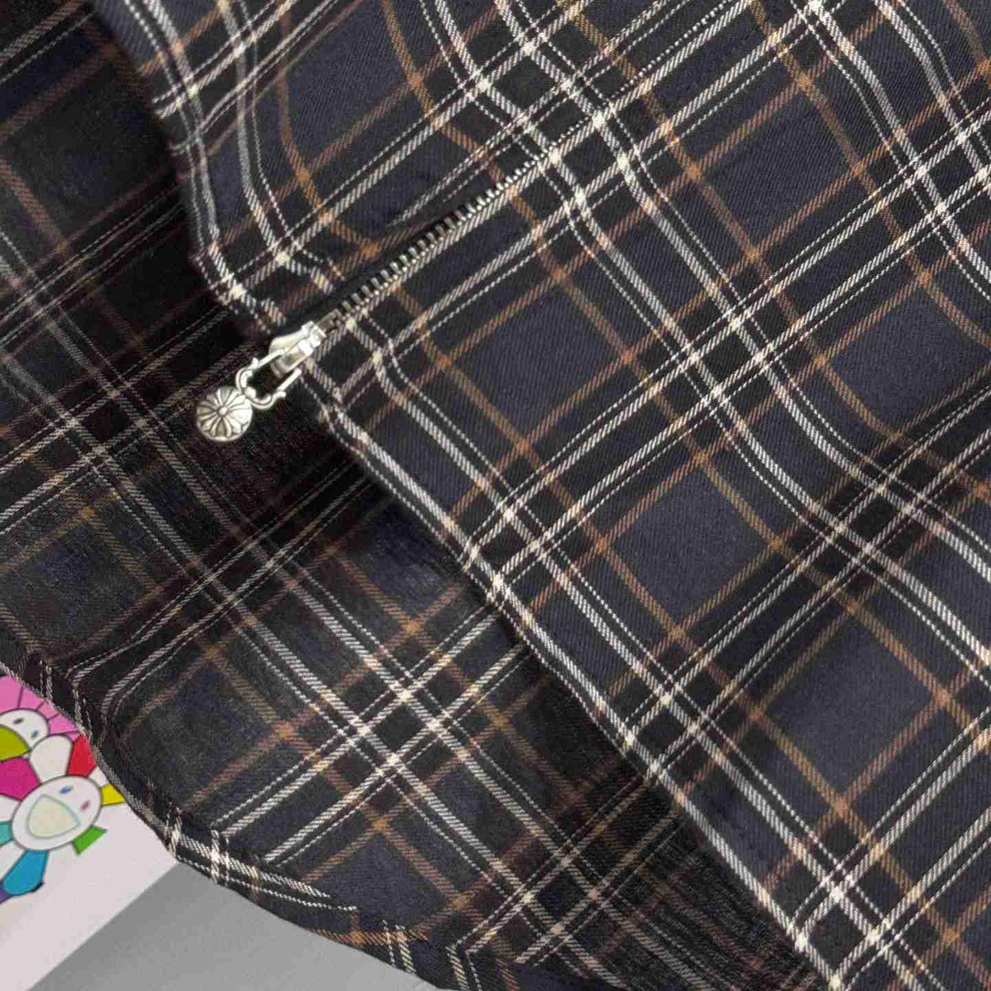 Chrome Hearts  Short Sleeve Flannel Zip Up Shirt - DopestKickz