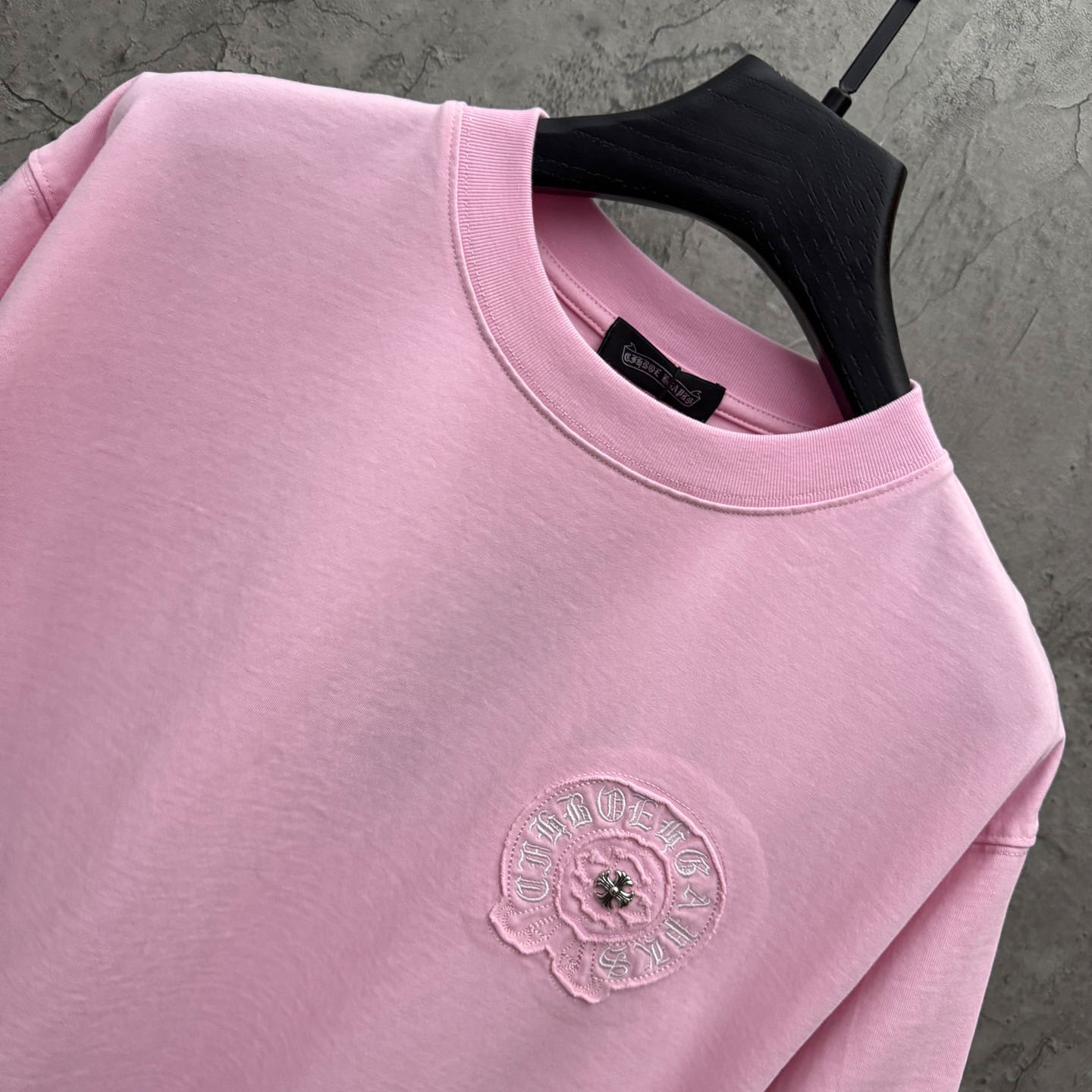 Chrome Hearts Pink Sanskrit Horseshoe Embroidered  T-Shirt - DopestKickz