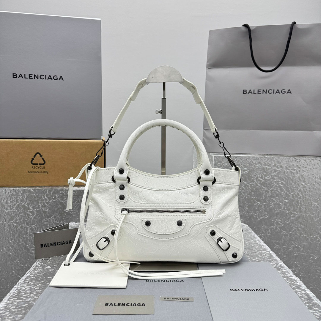 Balenciaga Le City First Bag In White - DopestKickz