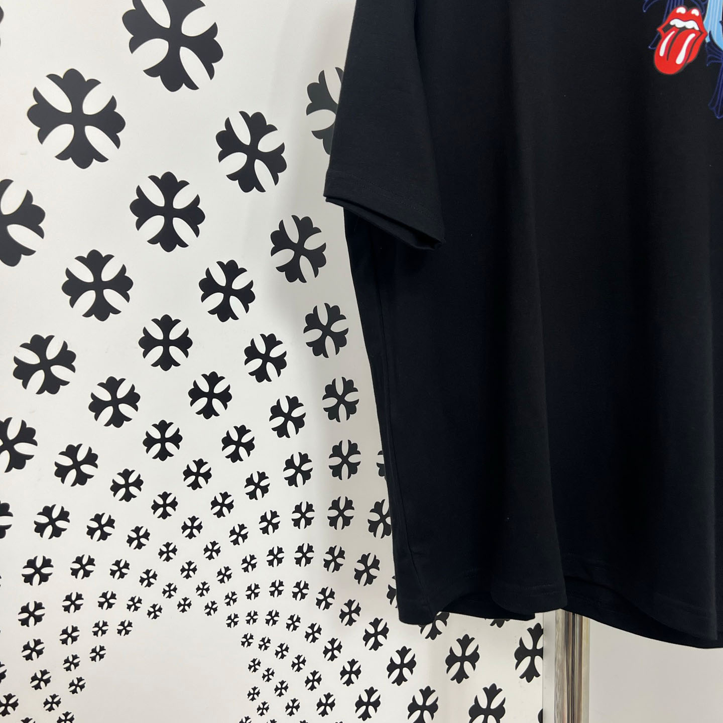 Chrome Hearts Double-Sided Cross & Rolling Stones Tongue Print  Tee - DopestKickz