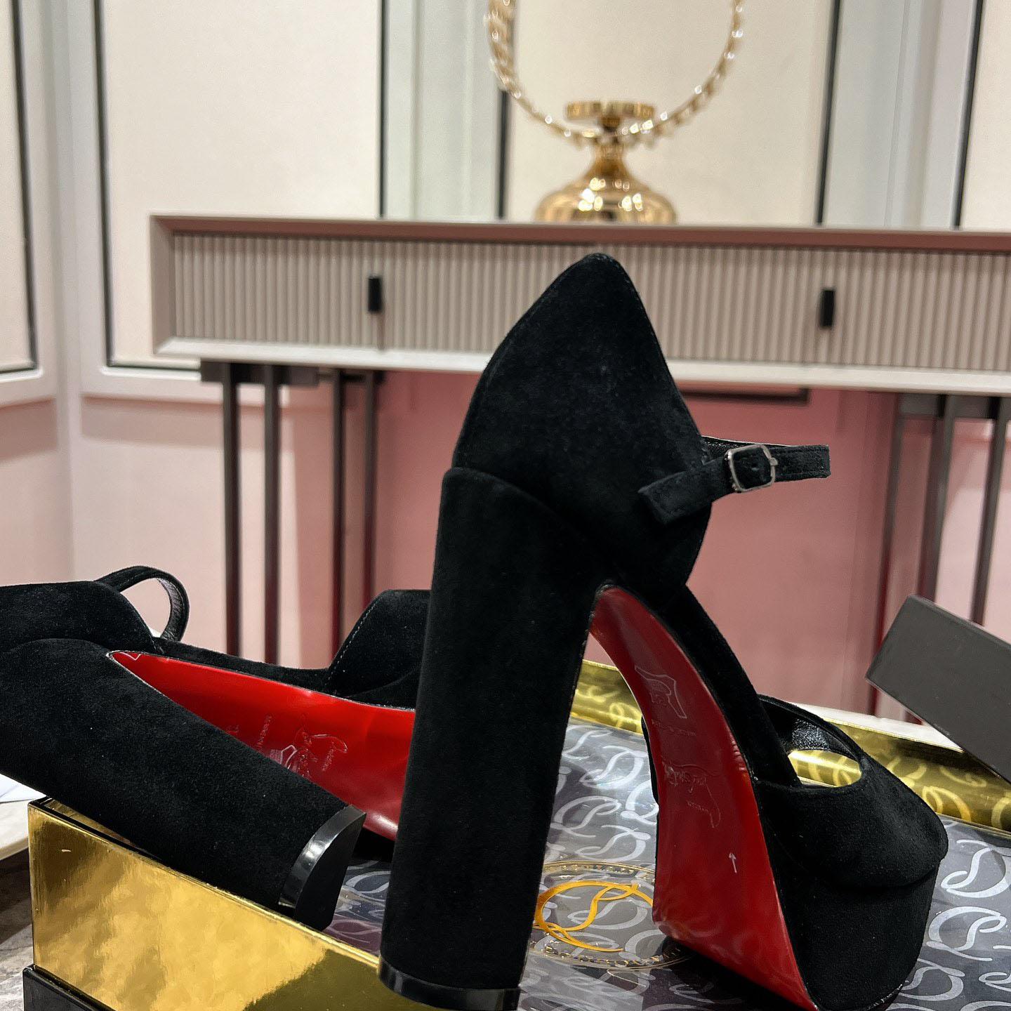 Christian Louboutin Sandaloo 130 mm Sandals  Veau Velours - Black - DopestKickz