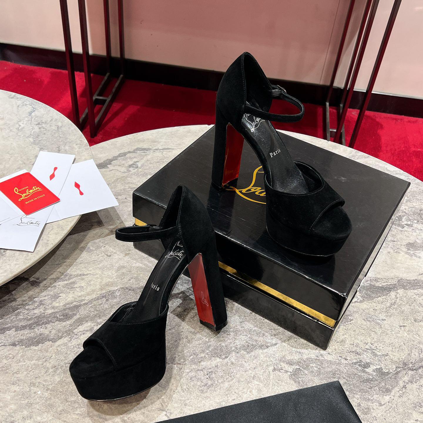 Christian Louboutin Sandaloo 130 mm Sandals  Veau Velours - Black - DopestKickz