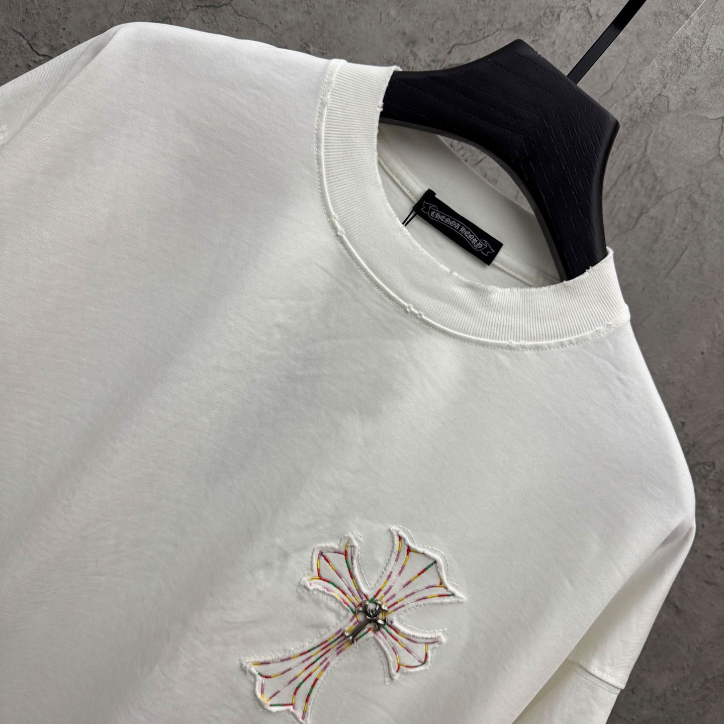 Chrome Hearts Cross Patch Embroidered Crewneck Tee 'White' - DopestKickz