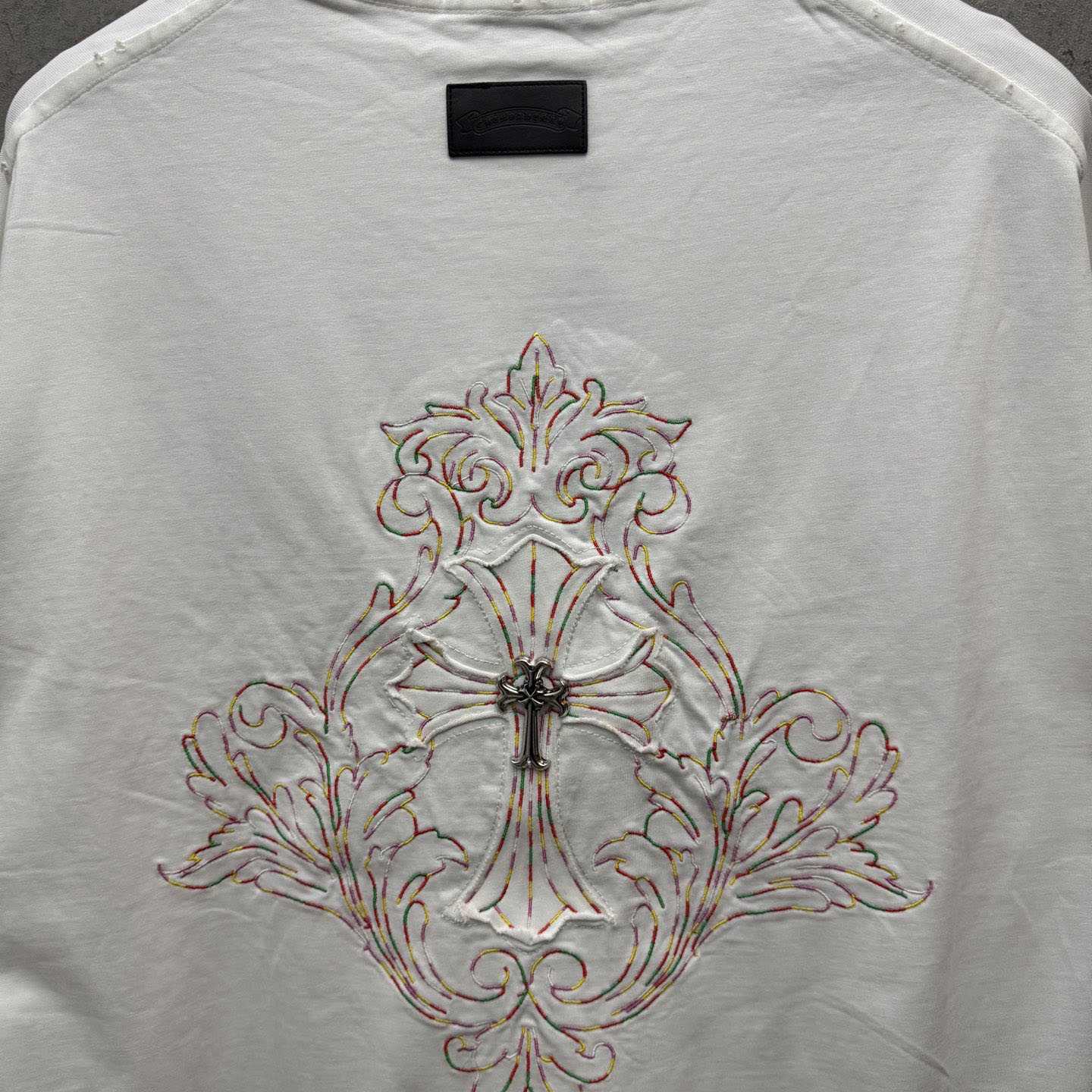 Chrome Hearts Cross Patch Embroidered Crewneck Tee 'White' - DopestKickz