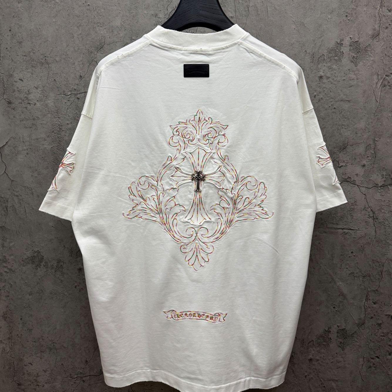 Chrome Hearts Cross Patch Embroidered Crewneck Tee 'White' - DopestKickz