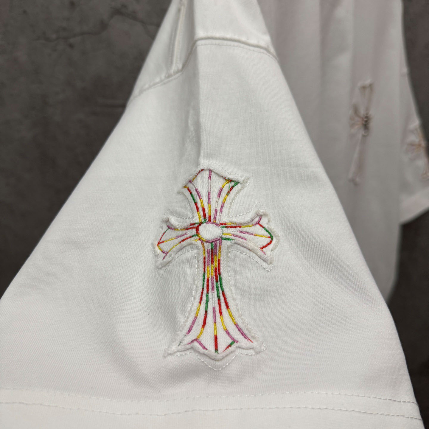 Chrome Hearts Cross Patch Embroidered Crewneck Tee 'White' - DopestKickz