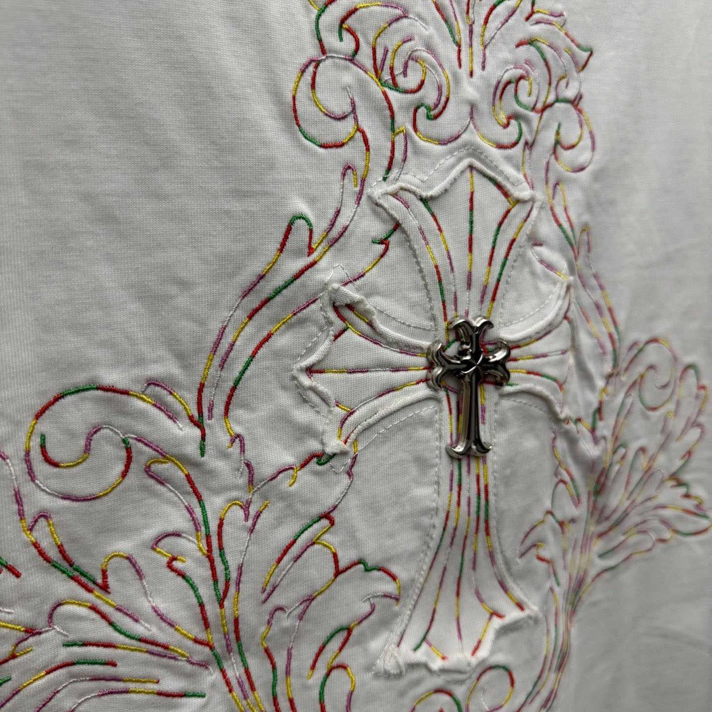 Chrome Hearts Cross Patch Embroidered Crewneck Tee 'White' - DopestKickz
