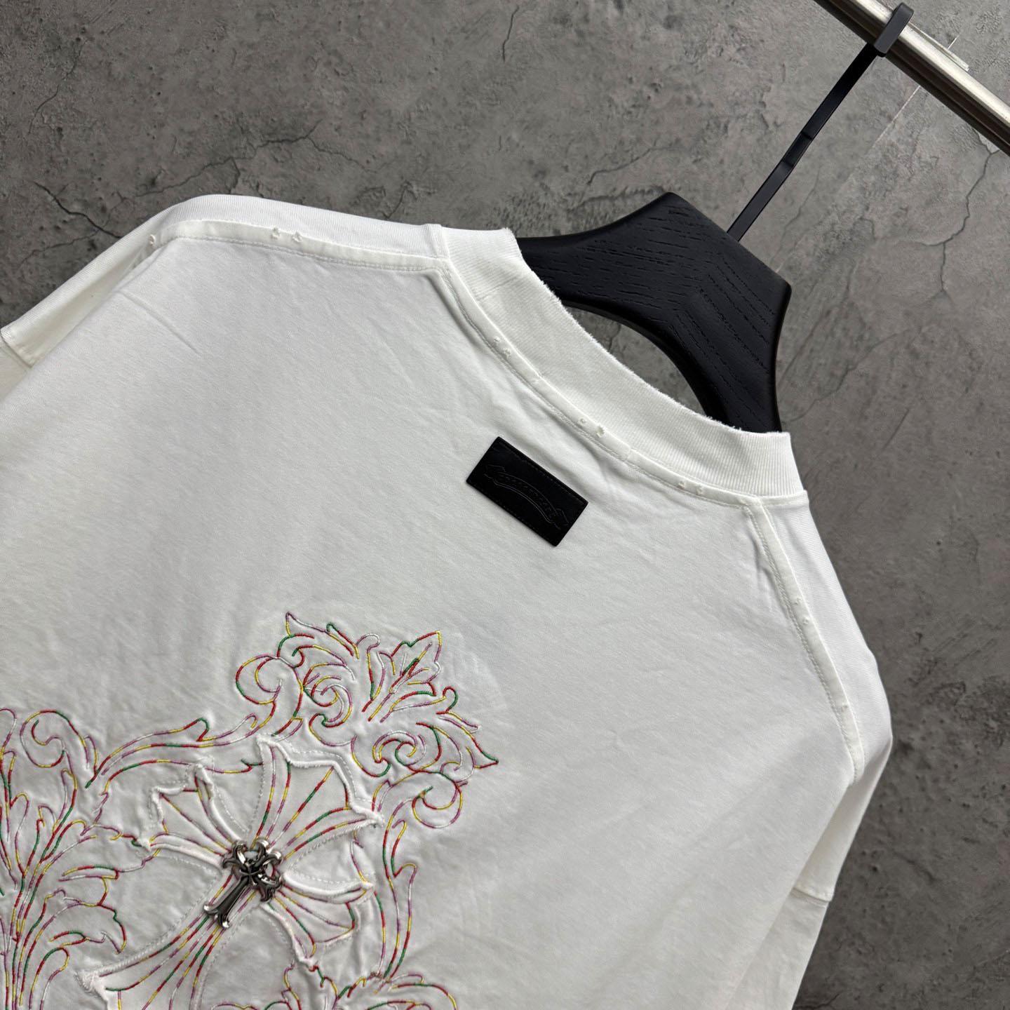Chrome Hearts Cross Patch Embroidered Crewneck Tee 'White' - DopestKickz