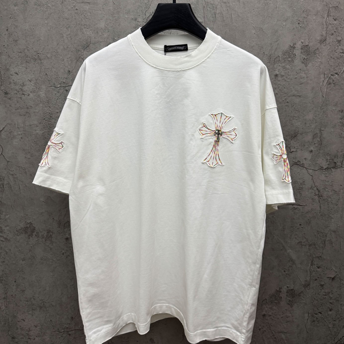 Chrome Hearts Cross Patch Embroidered Crewneck Tee 'White' - DopestKickz