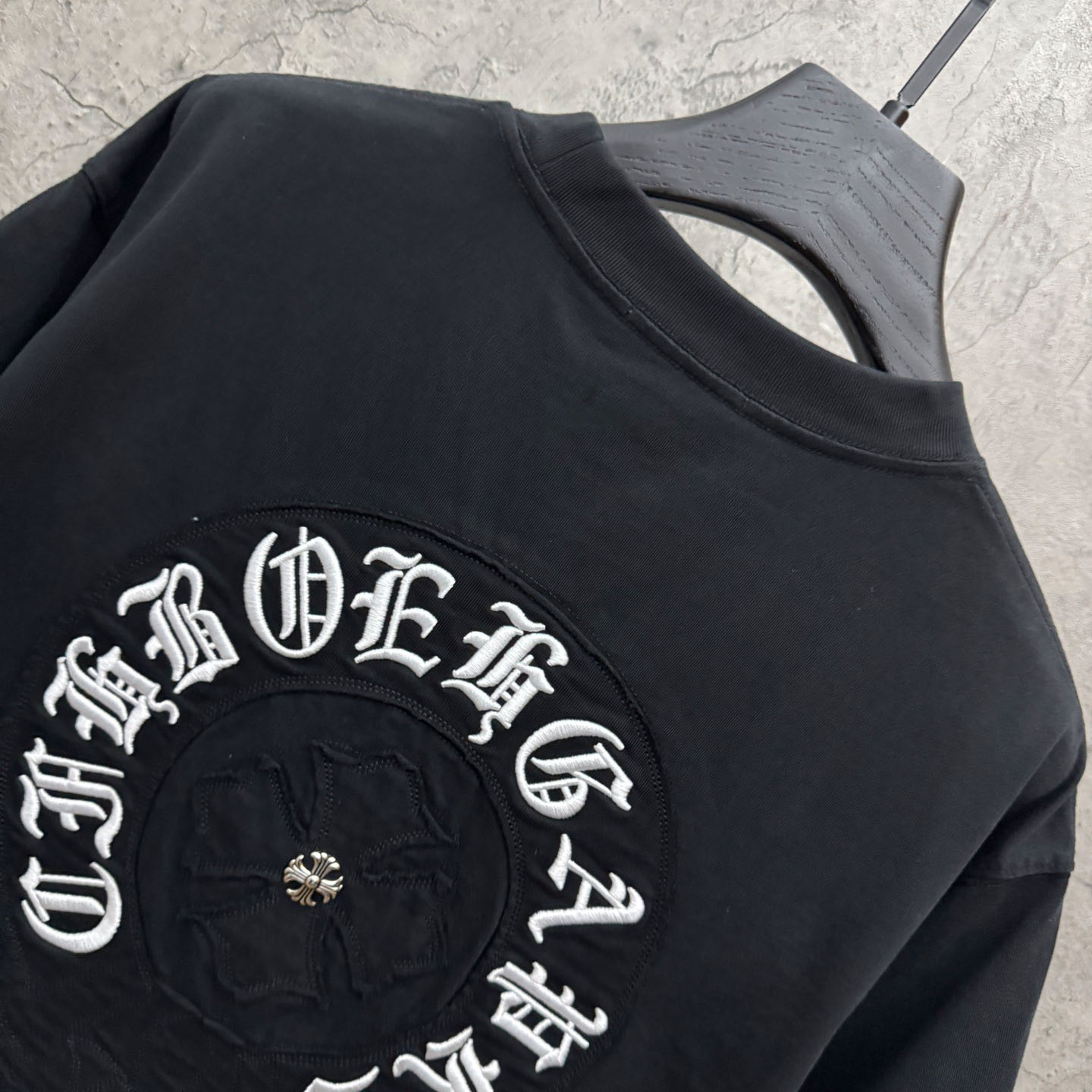Chrome Hearts Black Sanskrit Horseshoe Embroidered  T-Shirt - DopestKickz
