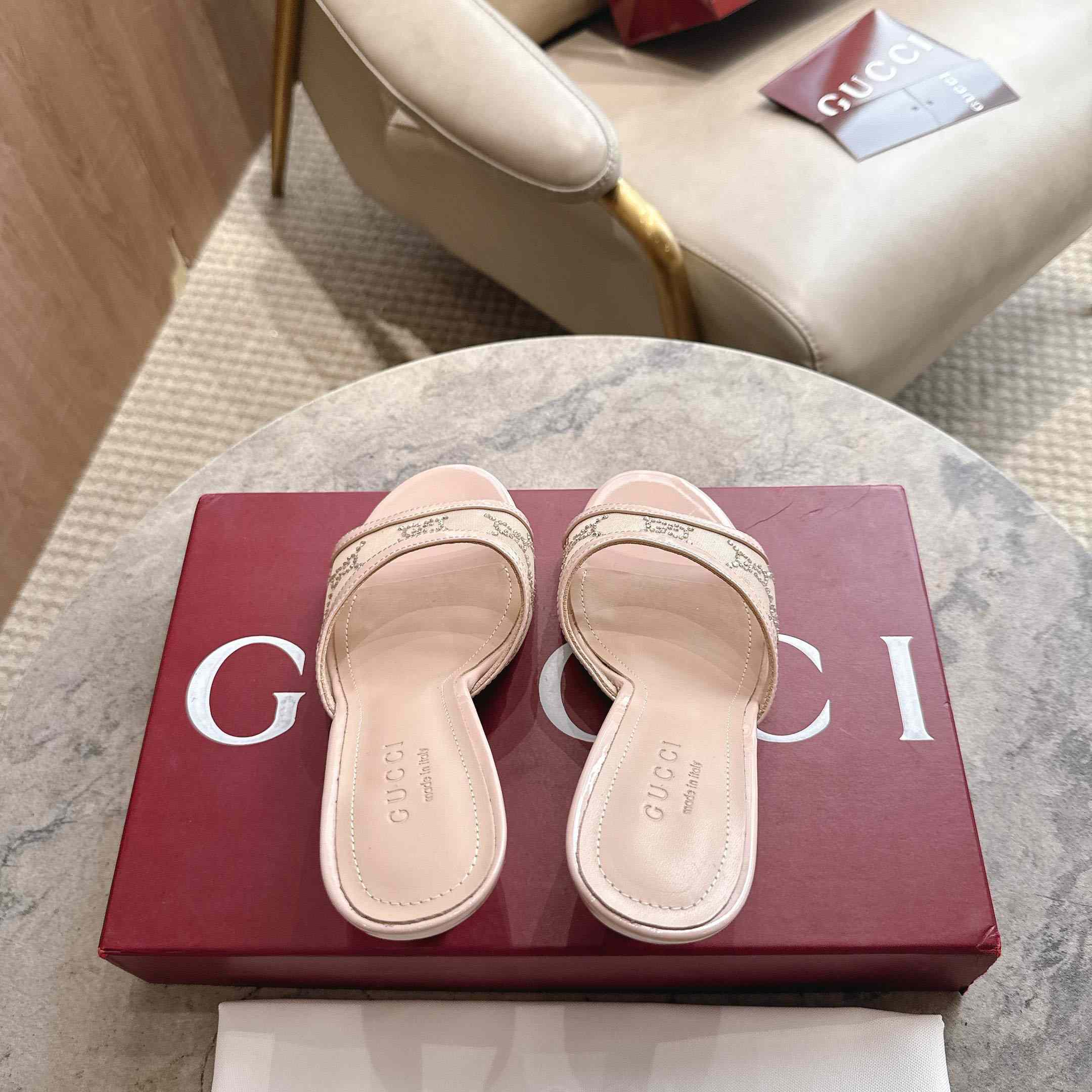 Gucci Women's crystal slide sandal - DopestKickz
