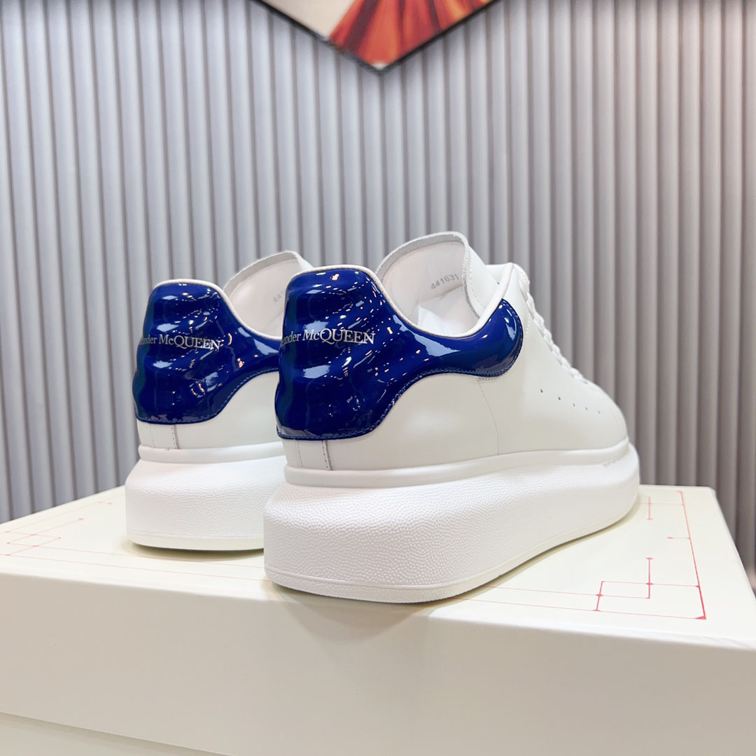 Alexander McQueen Oversized Sneaker 'White Navy Patent' - DopestKickz