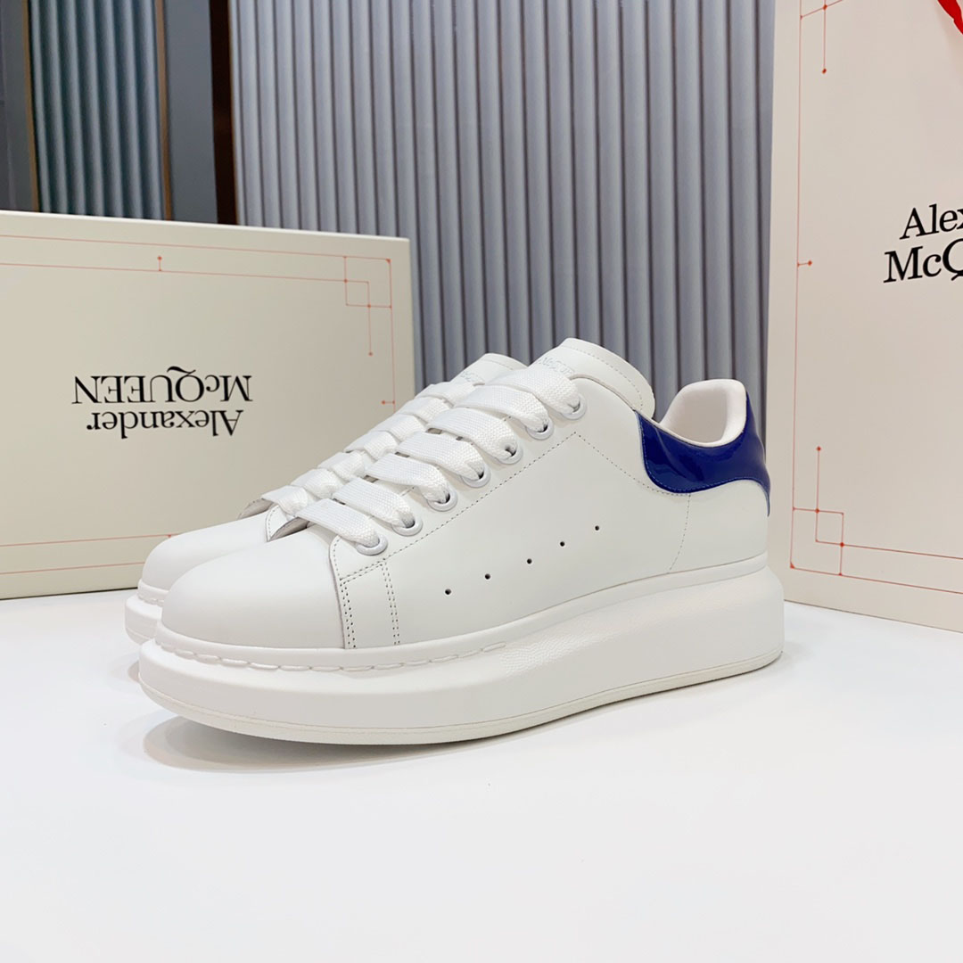 Alexander McQueen Oversized Sneaker 'White Navy Patent' - DopestKickz