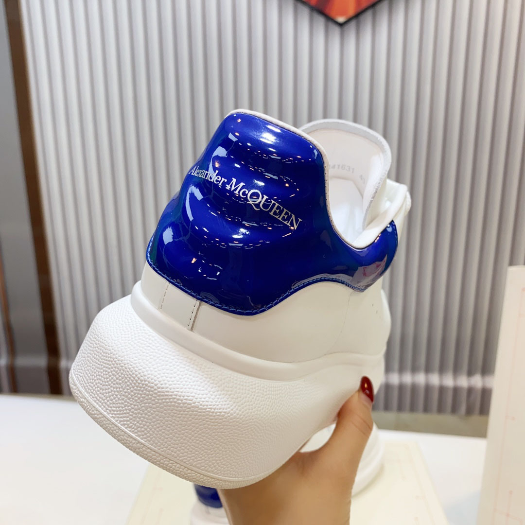 Alexander McQueen Oversized Sneaker 'White Navy Patent' - DopestKickz
