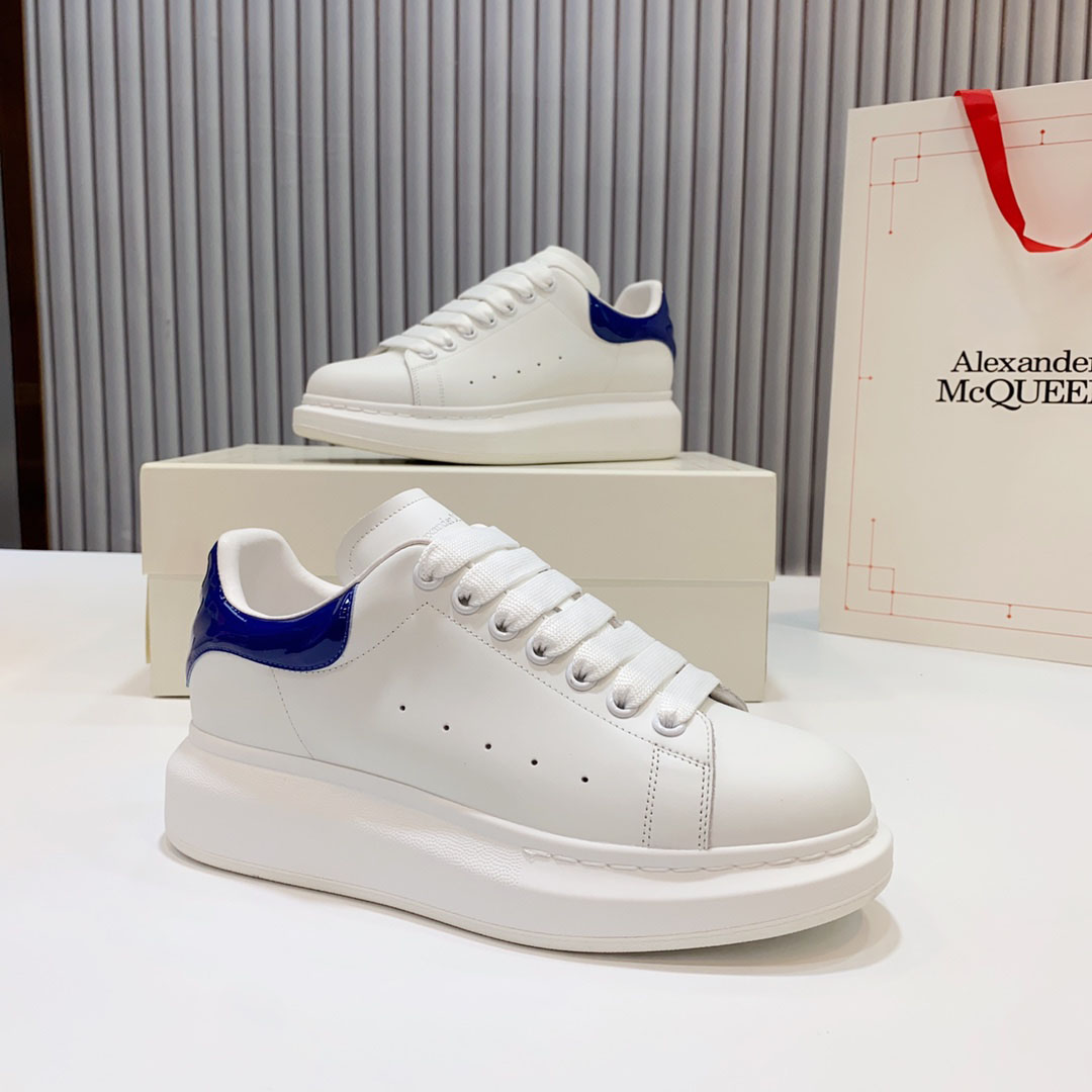 Alexander McQueen Oversized Sneaker 'White Navy Patent' - DopestKickz