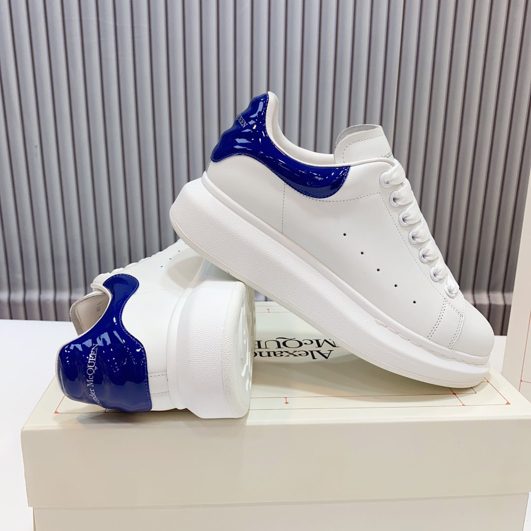 Alexander McQueen Oversized Sneaker 'White Navy Patent' - DopestKickz