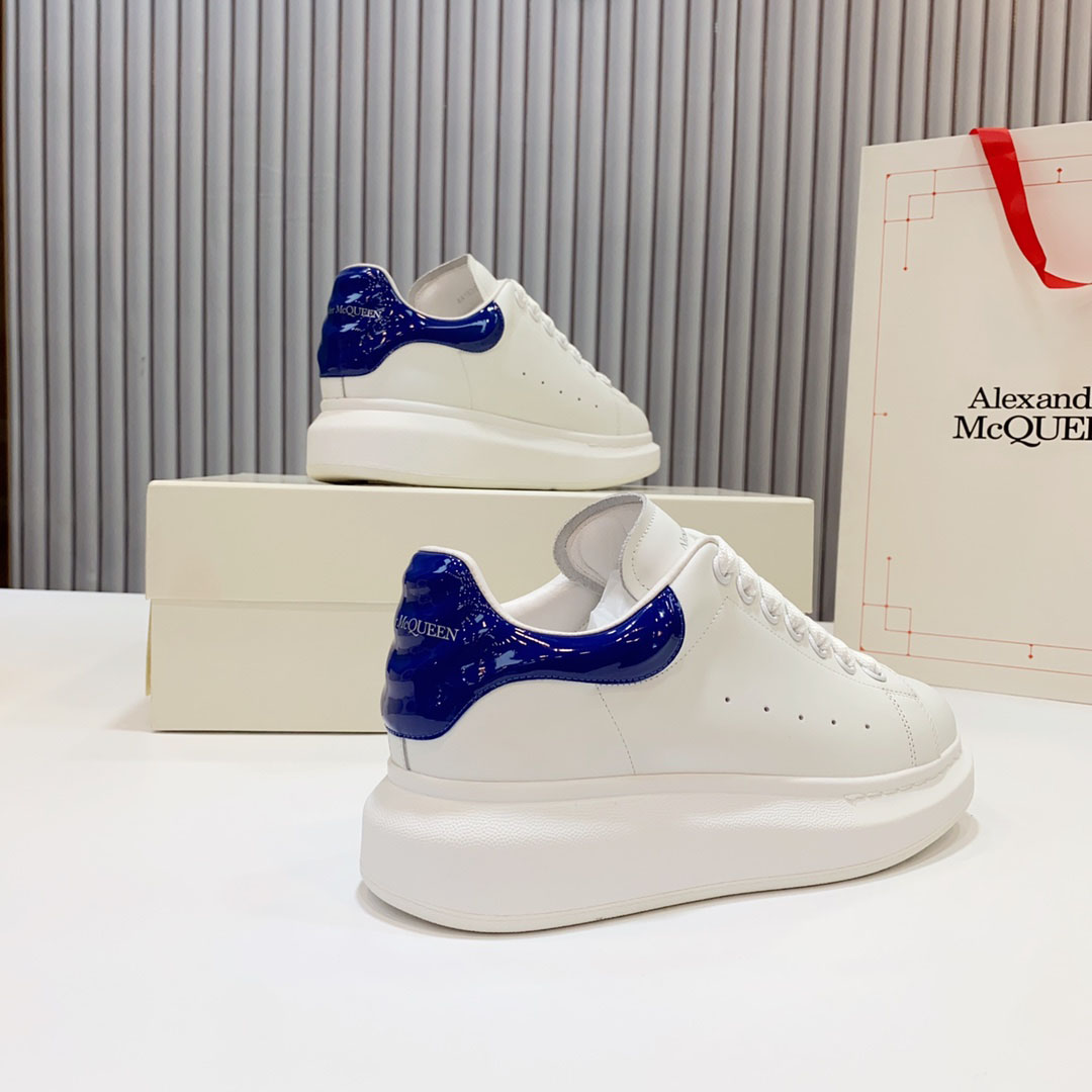 Alexander McQueen Oversized Sneaker 'White Navy Patent' - DopestKickz