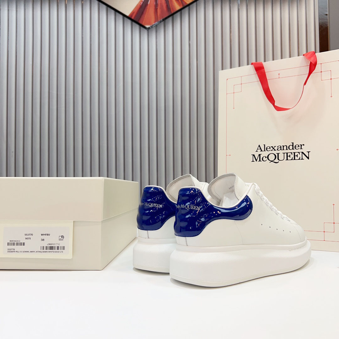 Alexander McQueen Oversized Sneaker 'White Navy Patent' - DopestKickz