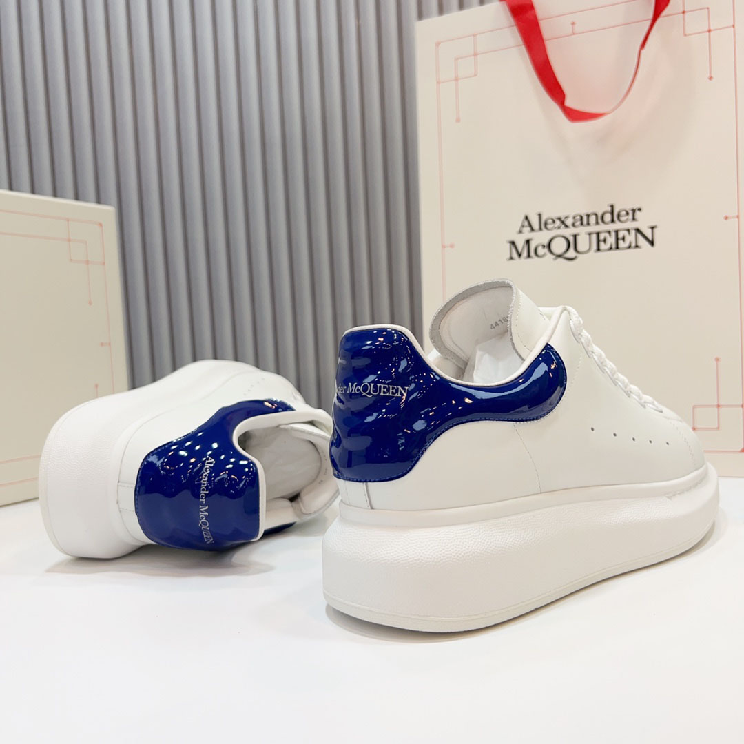 Alexander McQueen Oversized Sneaker 'White Navy Patent' - DopestKickz