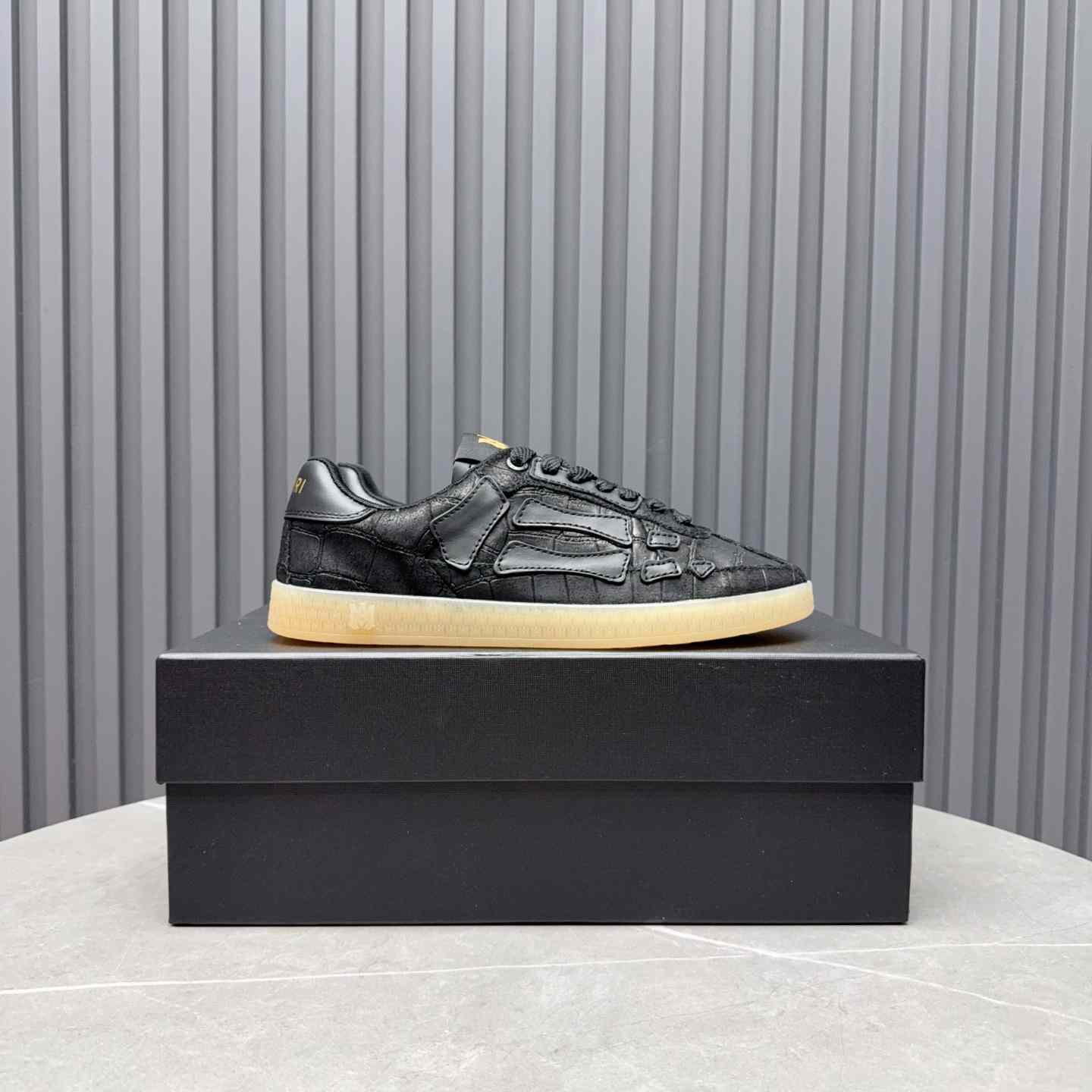 Amiri Pacific 'Croc Debossed Bones - Black' Sneakers - DopestKickz