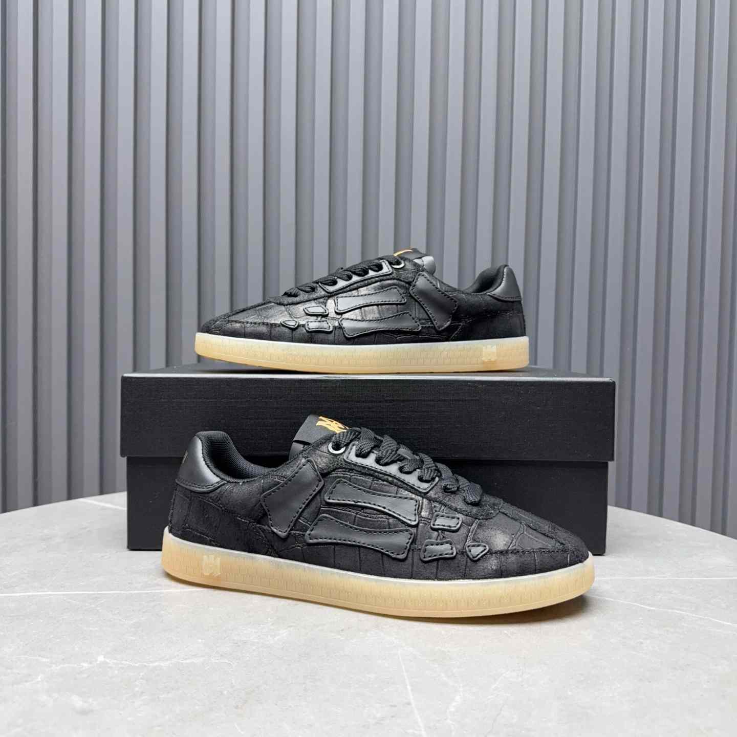 Amiri Pacific 'Croc Debossed Bones - Black' Sneakers - DopestKickz