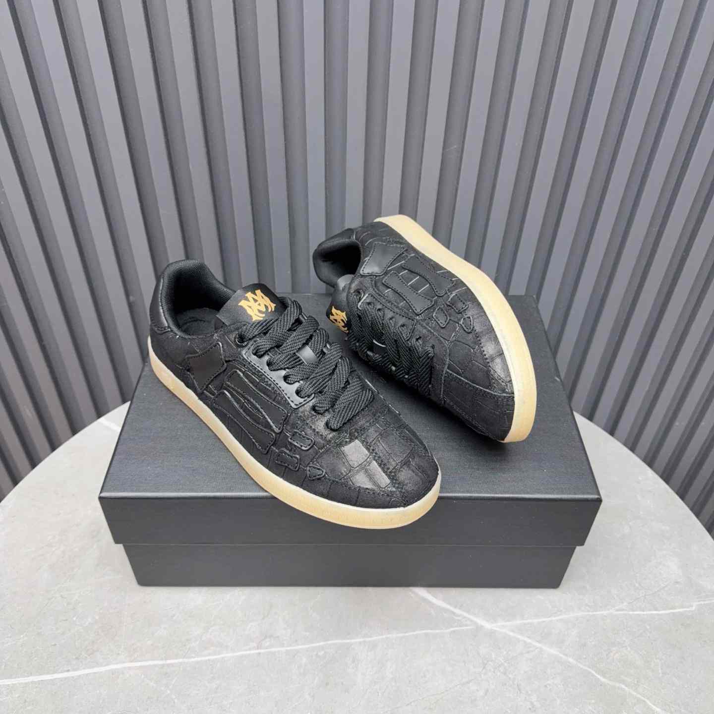 Amiri Pacific 'Croc Debossed Bones - Black' Sneakers - DopestKickz