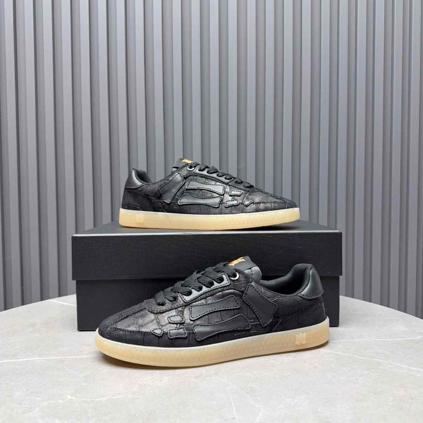 Amiri Pacific 'Croc Debossed Bones - Black' Sneakers - DopestKickz