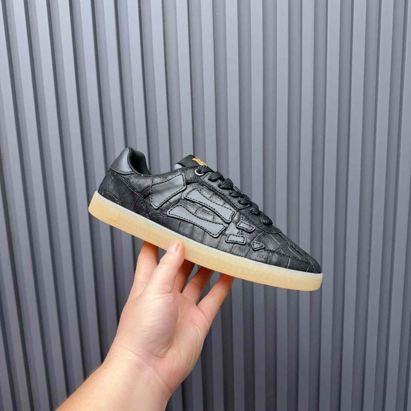 Amiri Pacific 'Croc Debossed Bones - Black' Sneakers - DopestKickz